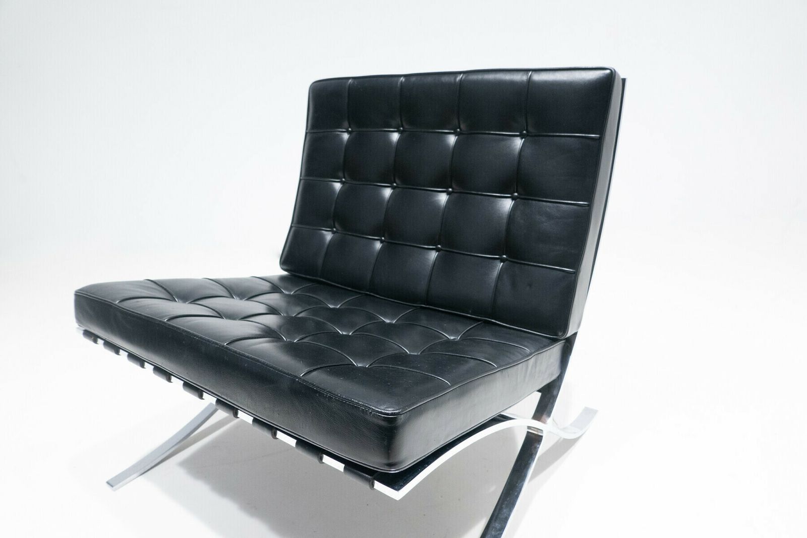 Pair Of Black Leather "Barcelona" Chairs By Mies Van Der Rohe For Knoll photo 12860.0