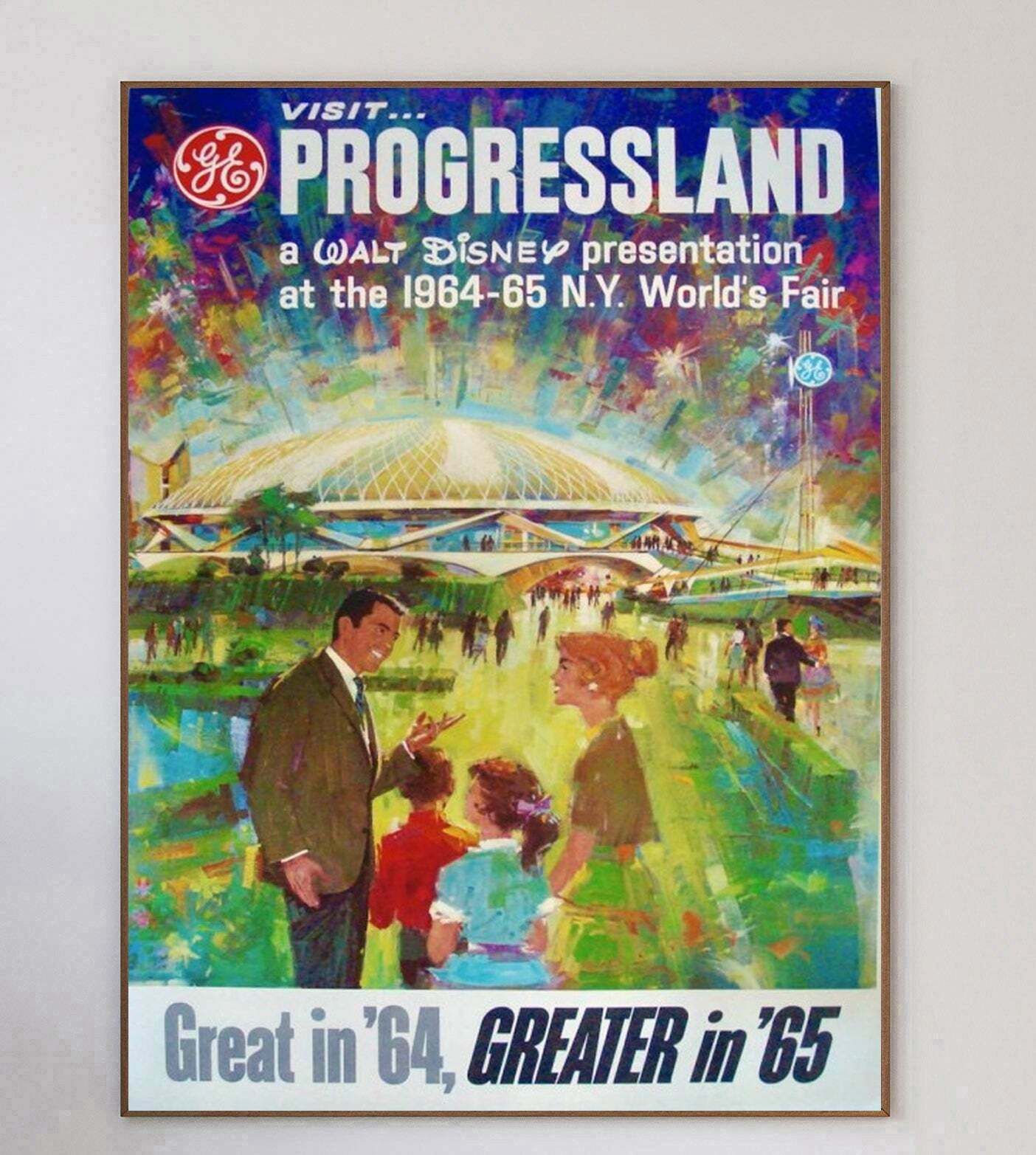 Visit Walt Disney's Progressland   New York World's Fair 1964 65 Original Vintage Poster photo 5118.0