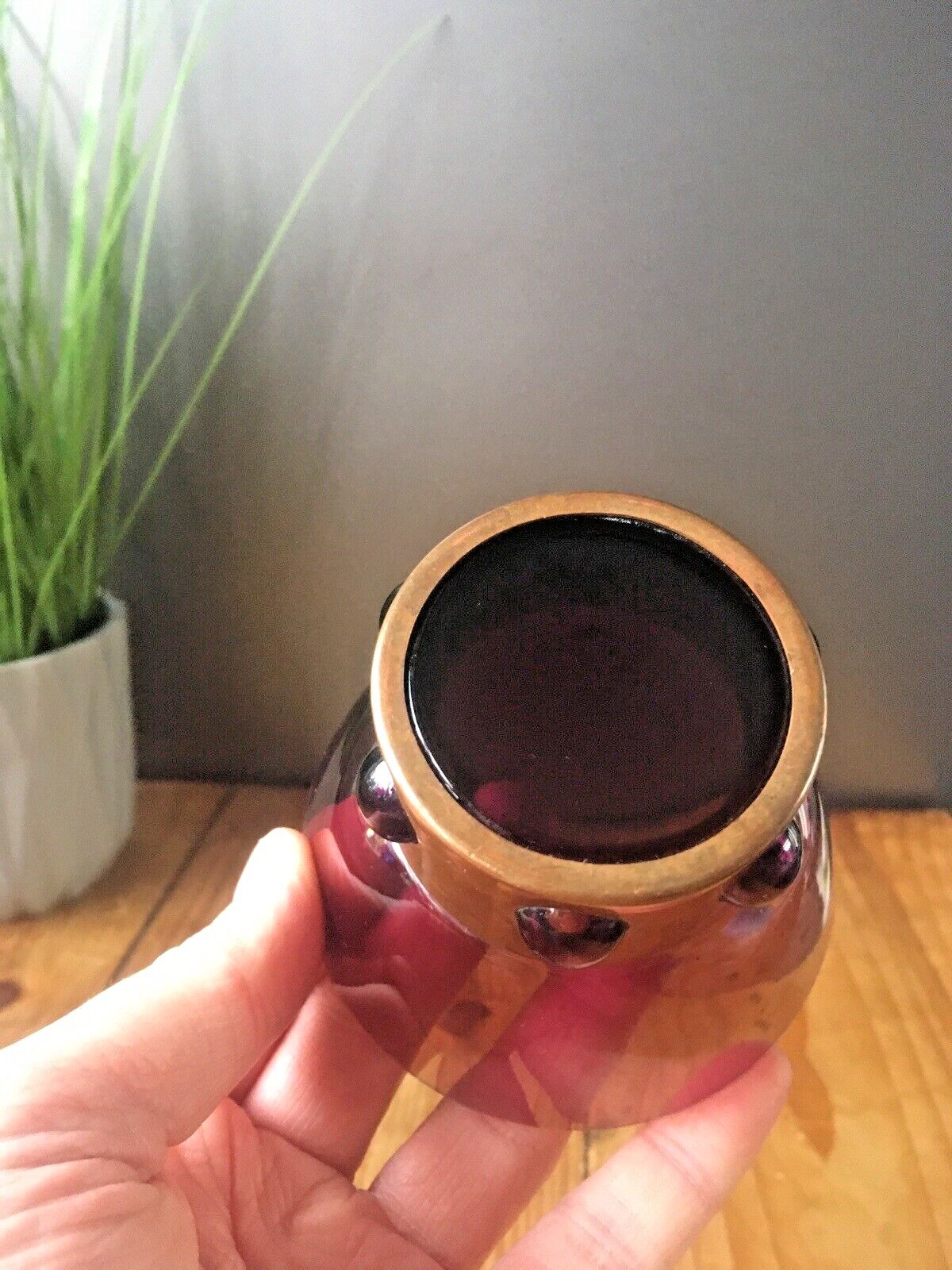 Mid Century Modern 60's Finnish Kumela Copper Caged Glass Vase By Jan Salakari photo 55.0