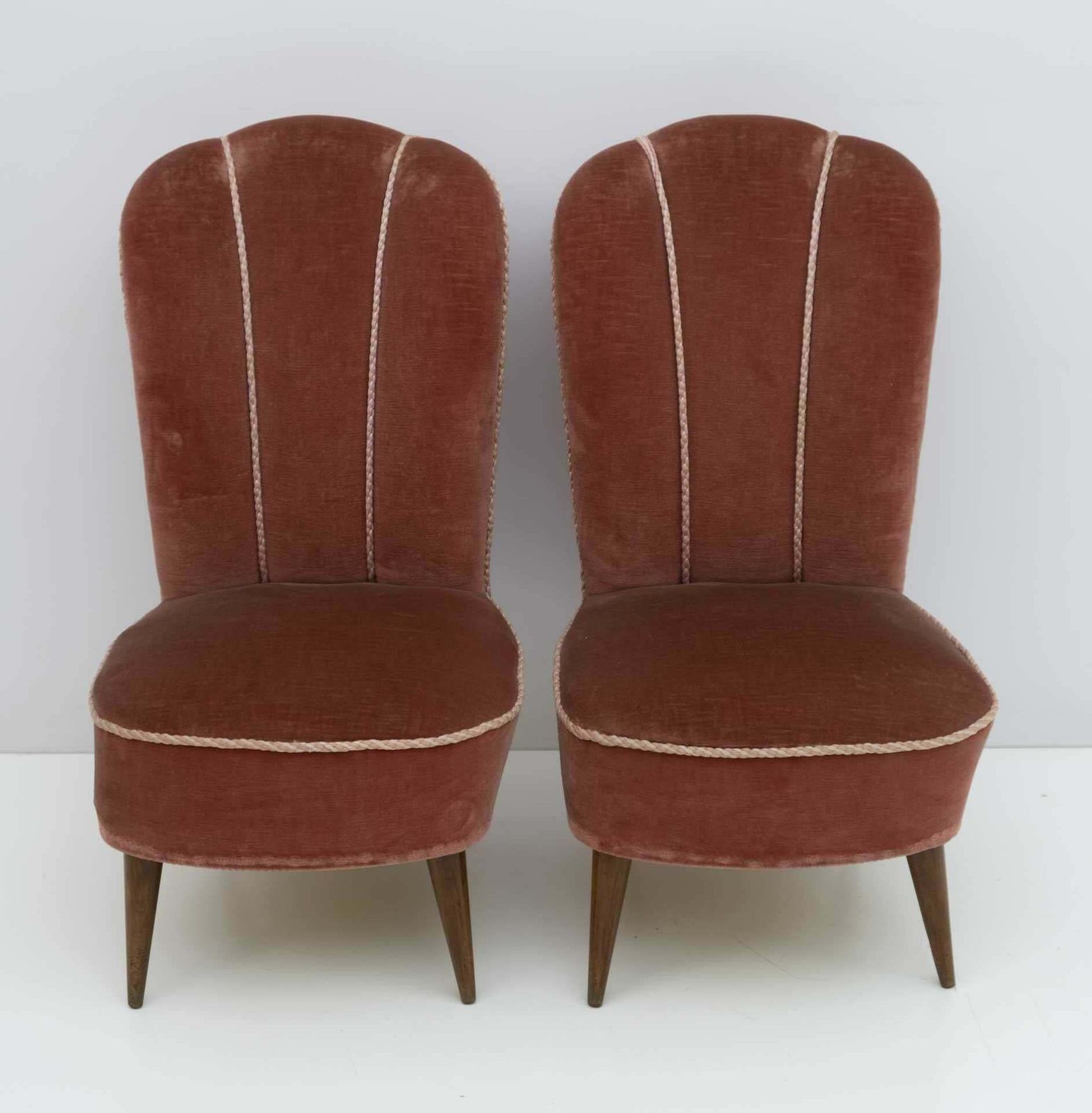 Pair Of Gio Ponti Mid Century Modern Italian Small Armchairs By Isa Bergamo, 50s photo for sale
