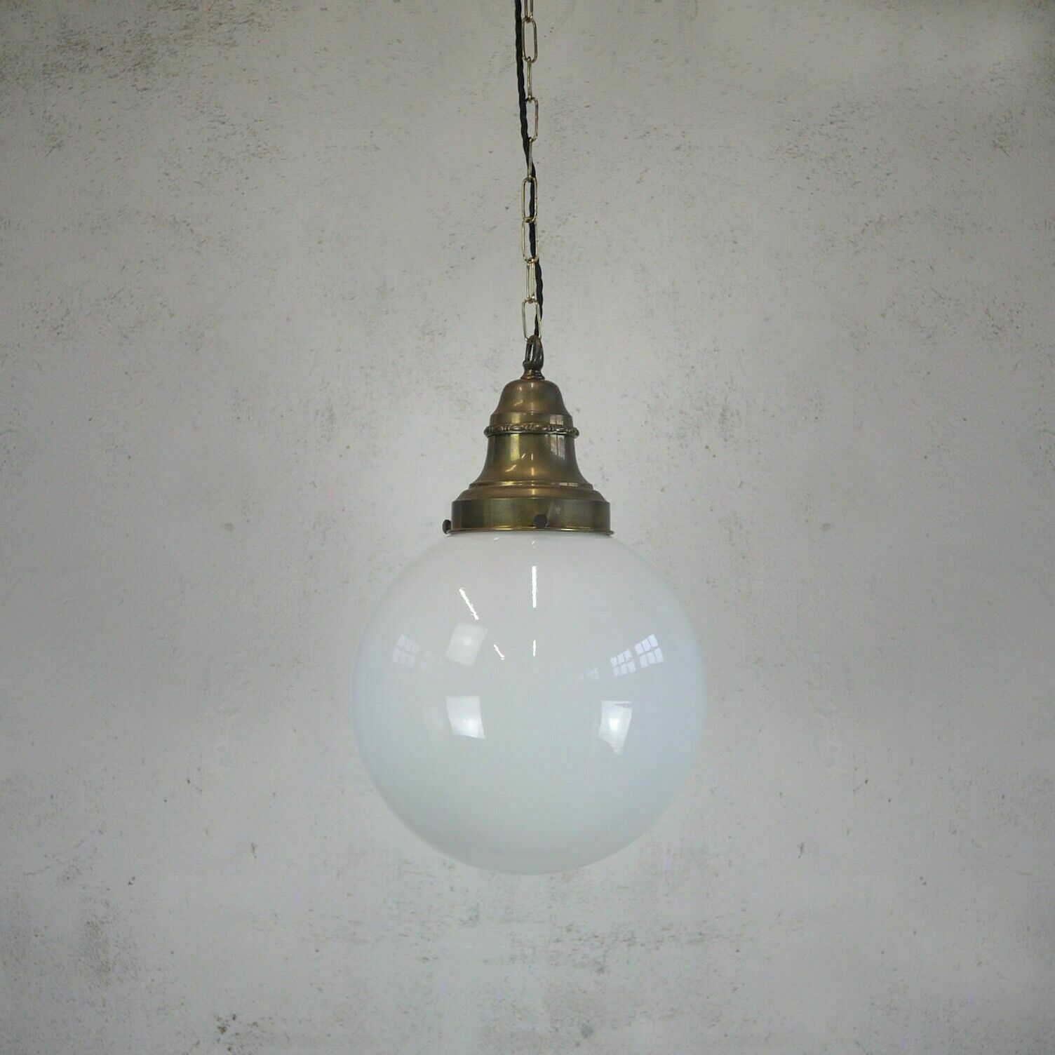 Ex Large Vintage Opaline Milk Glass Globe School Pendant Light Shade photo for sale