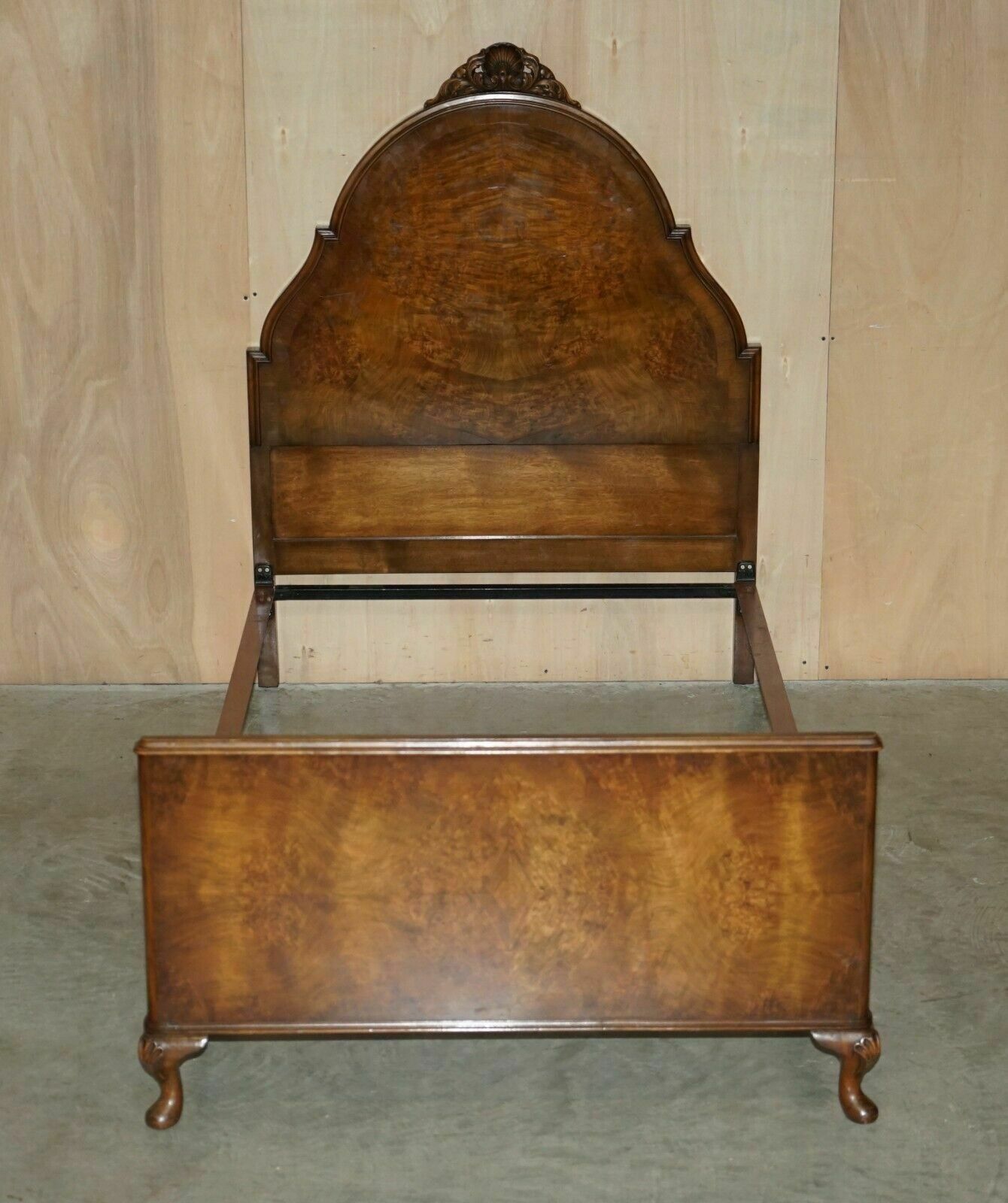 Stunning Circa 1900 Burr Walnut English Bedstead Frame Part Suite Queen Anne Hb photo furniture