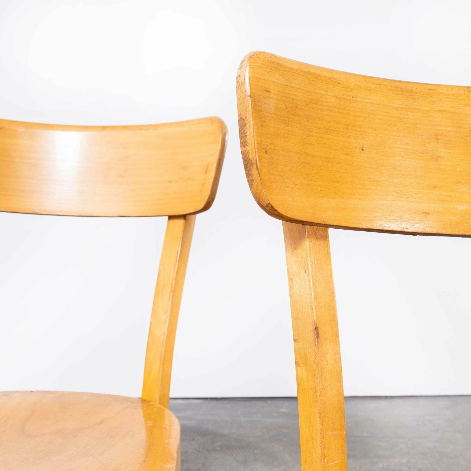 1950’s French Baumann Blonde Round Leg Bentwood Dining Chairs – Set Of Four photo furniture