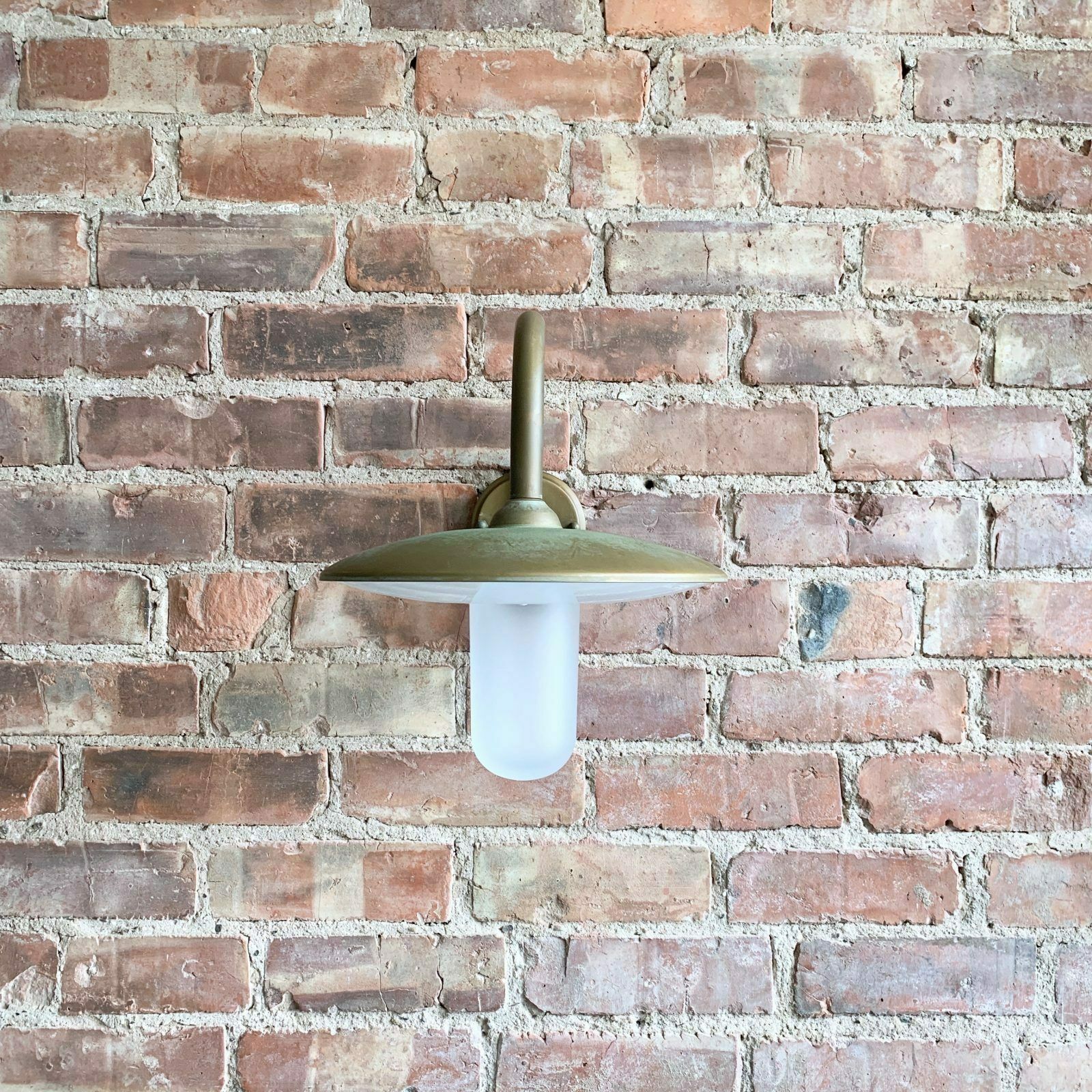 Contemporary Large Aged Brass Shaded Arched Wall Light