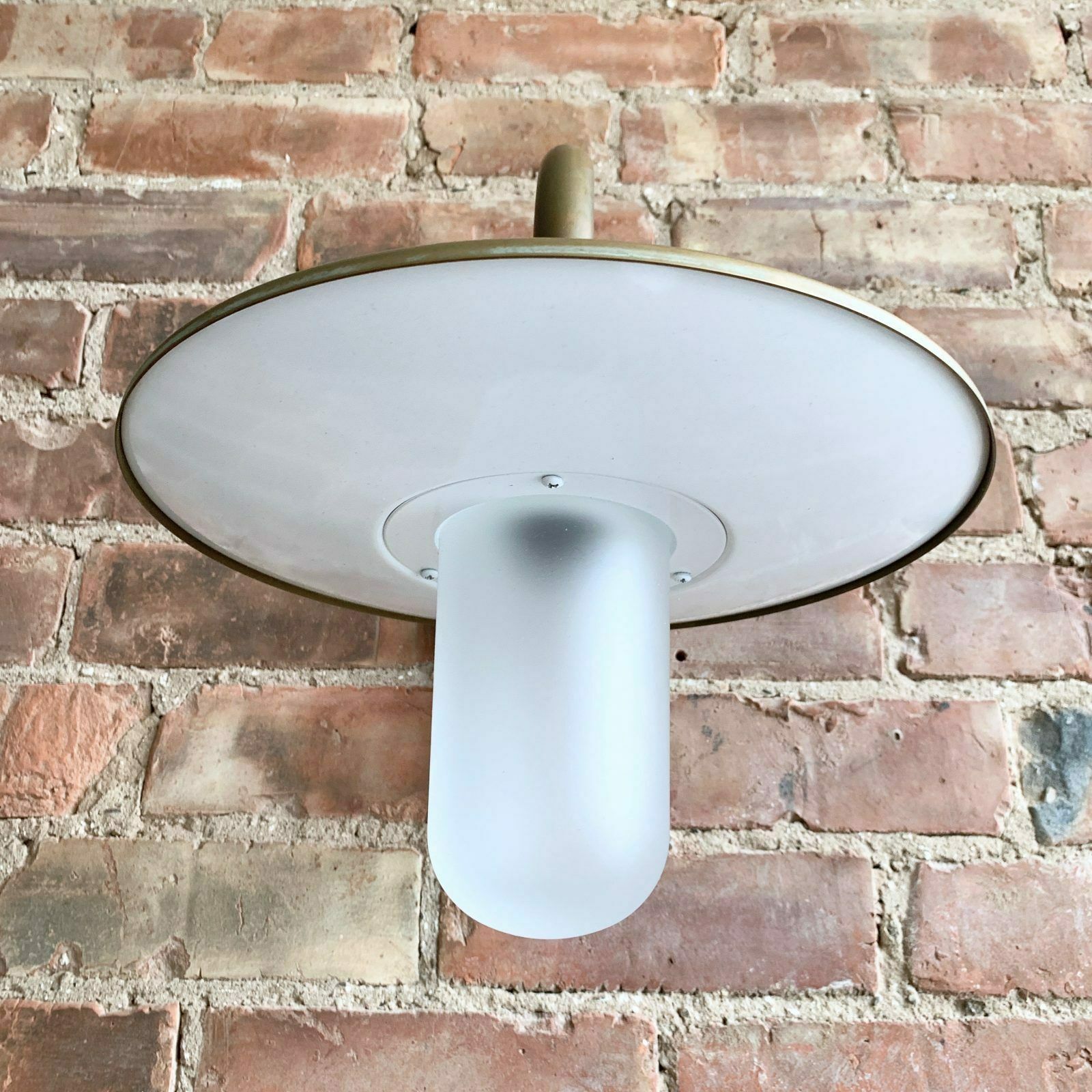 Contemporary Large Aged Brass Shaded Arched Wall Light photo vintage