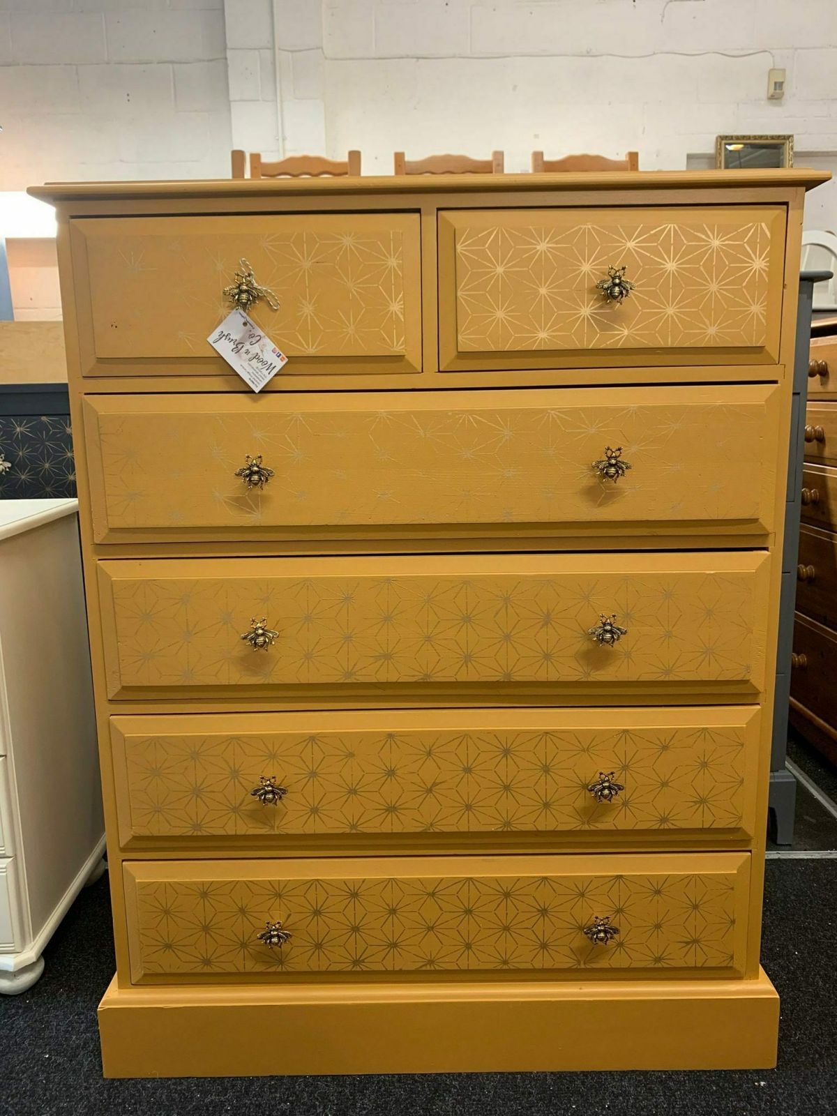 Chest Of Drawers Painted Bespoke Moroccan Geometric Bee Elephant Handles Stencilled