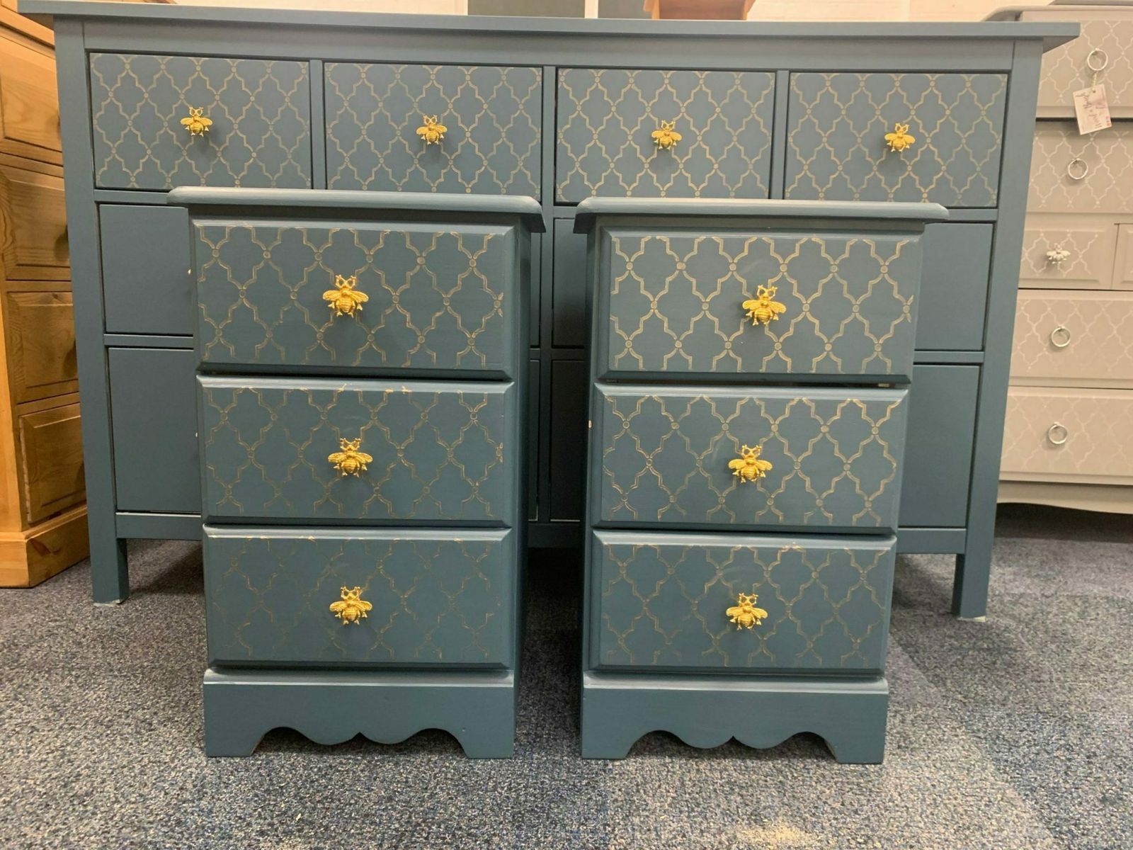 Large Chest Of Drawers Painted Bespoke Stencilled photo for sale