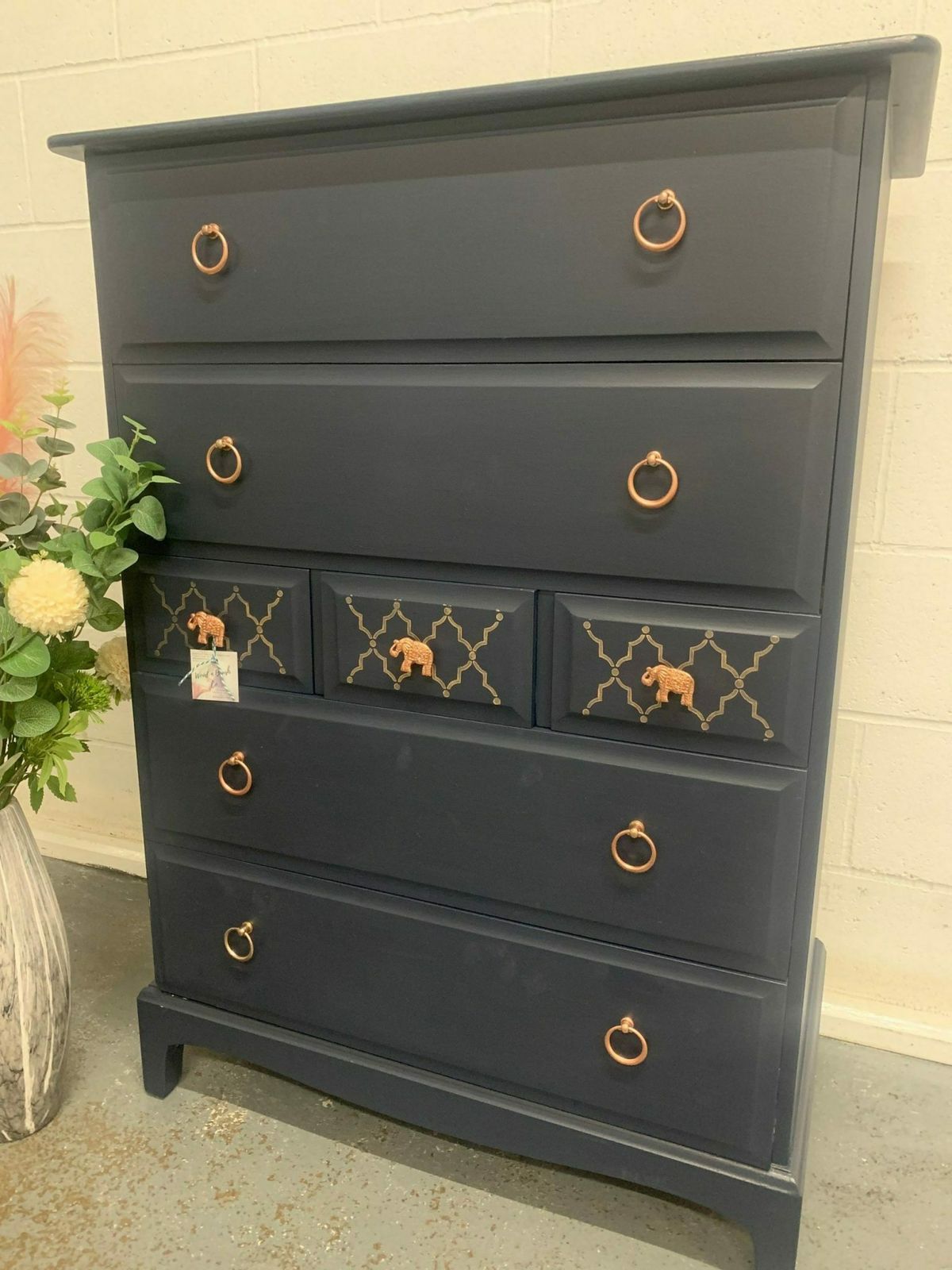 Stag Minstrel Chest Of Drawers Tall Boy Mid Century Painted Bespoke Upcycled – Choose Your Colour photo for sale