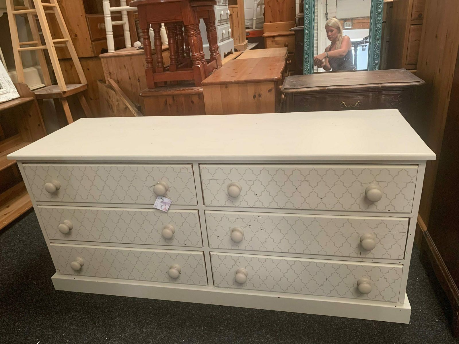 Large Chest Of Drawers Painted Bespoke Stencilled photo for sale