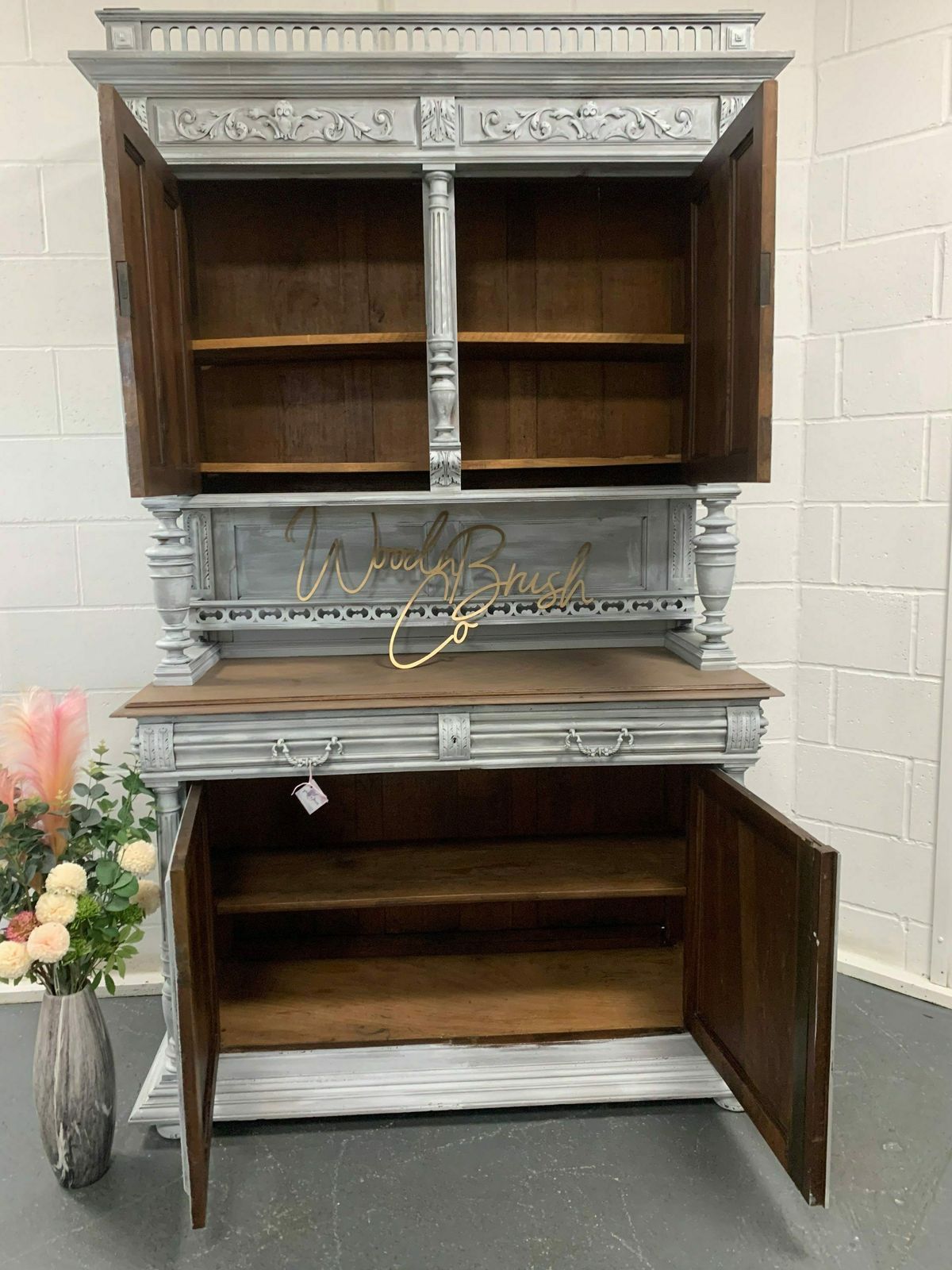 photo for sale Stunning French Sideboard Dresser Italian Dresser Buffet Armoire Cabinet Stone Effect Concrete Effect
