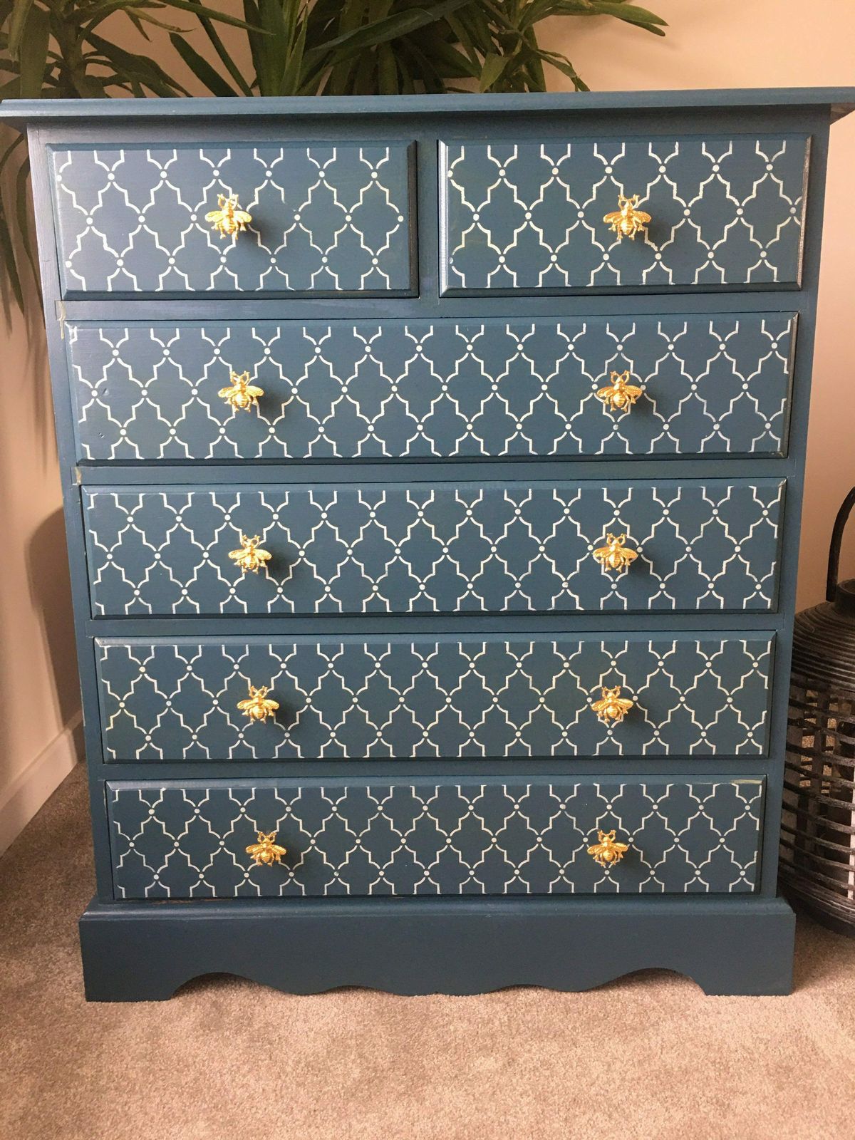 Large Chest Of Drawers Painted Bespoke Stencilled photo furniture