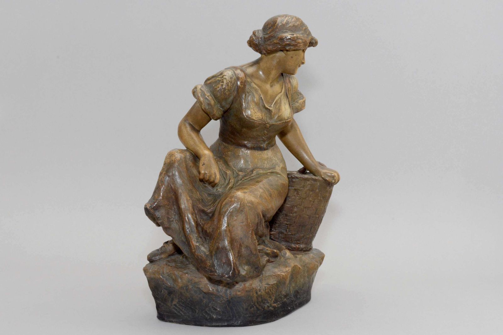 Art Nouveau Figure Of A Country Maiden.Friedrich Goldscheider Vienna photo furniture