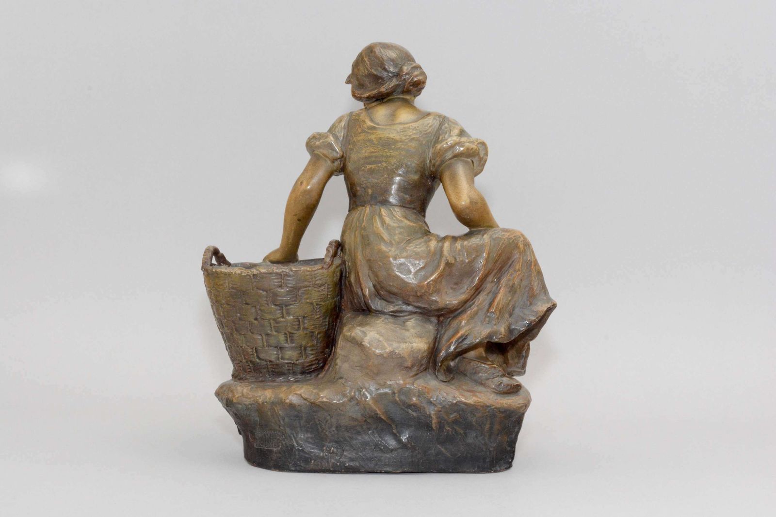 Art Nouveau Figure Of A Country Maiden.Friedrich Goldscheider Vienna photo for sale