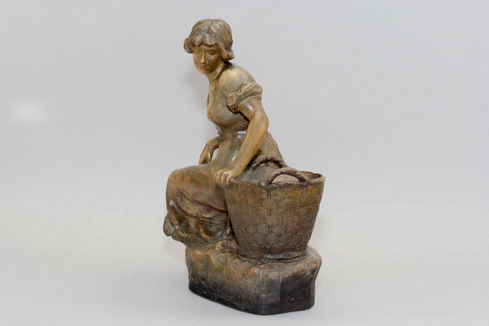 Art Nouveau Figure Of A Country Maiden.Friedrich Goldscheider Vienna photo Home Decor