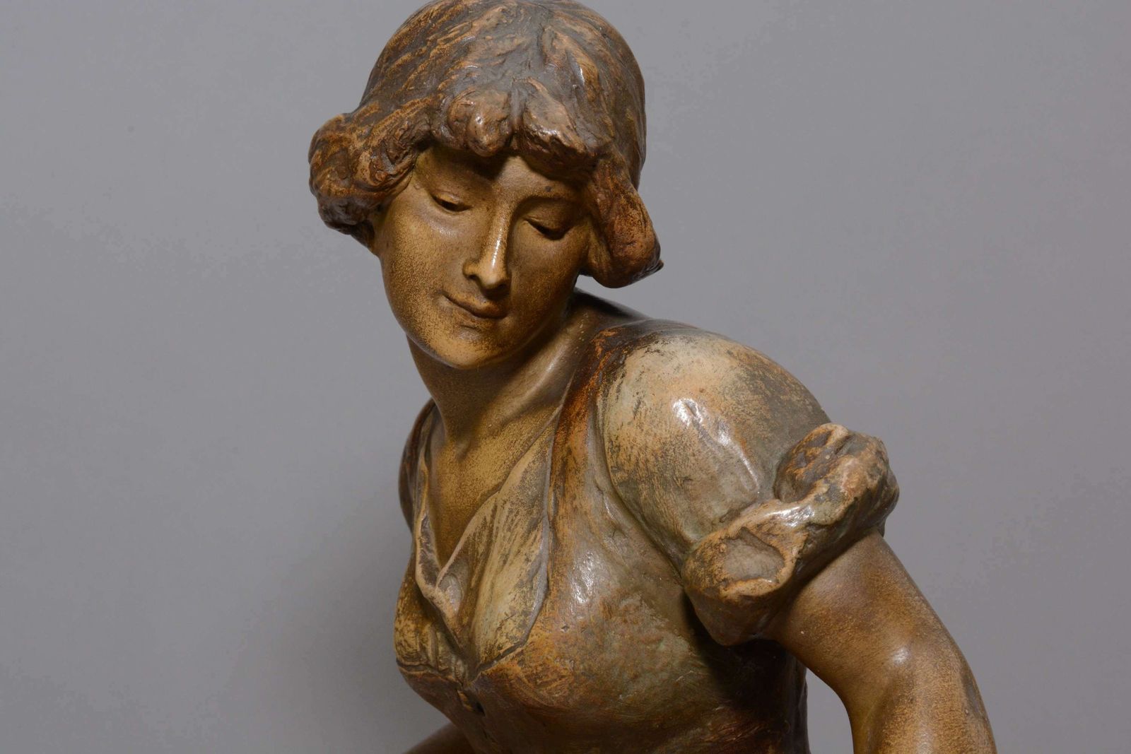Art Nouveau Figure Of A Country Maiden.Friedrich Goldscheider Vienna photo 480.0