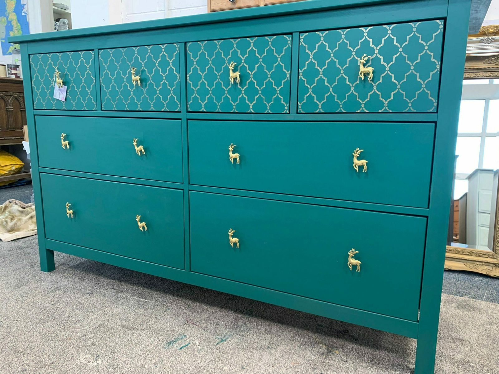 Large Chest Of Drawers Painted Bespoke Stencilled photo furniture