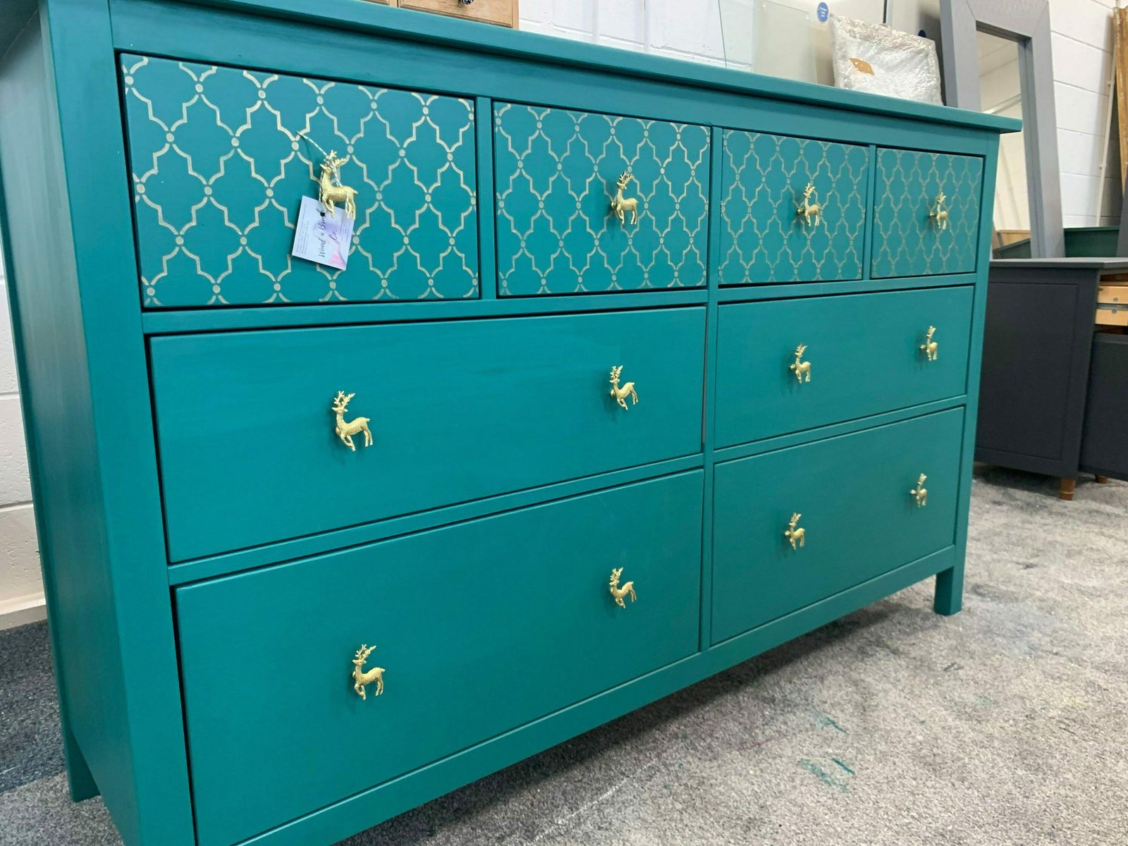 Large Chest Of Drawers Painted Bespoke Stencilled photo for sale