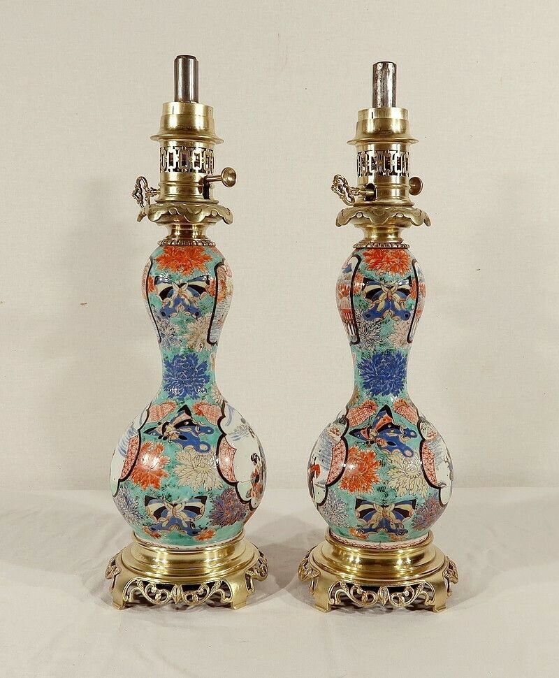 Pair Of Oil Lamps, Napoleon III Period, Mid 19th Century photo buy