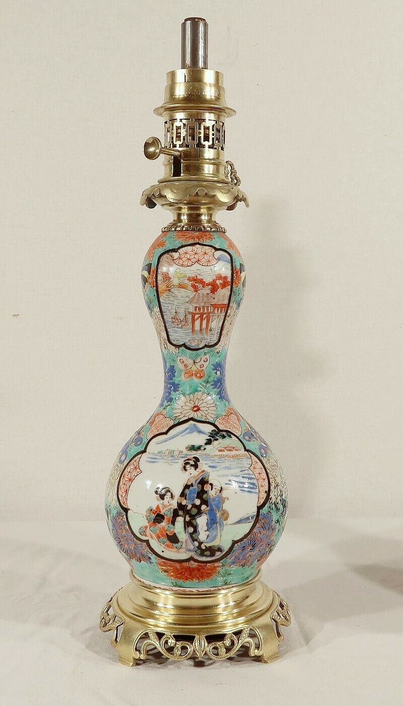 Pair Of Oil Lamps, Napoleon III Period, Mid 19th Century photo vintage