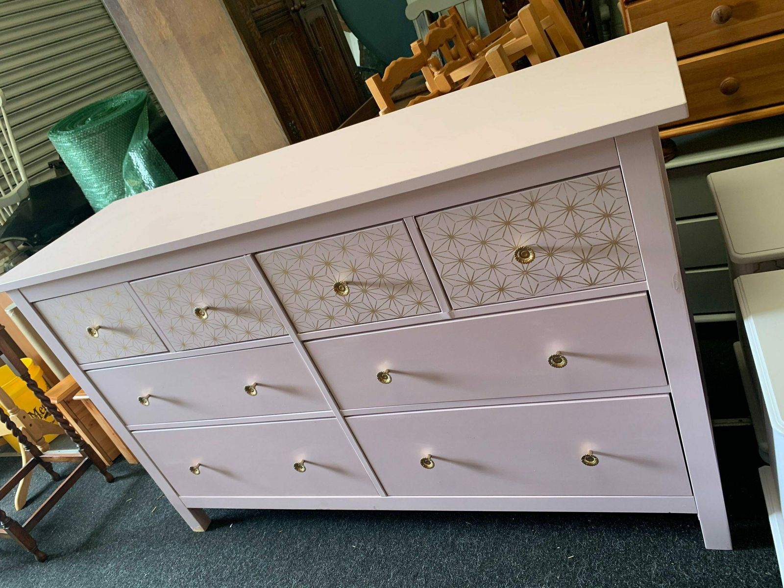 Large Chest Of Drawers Painted Bespoke Stencilled photo Furniture