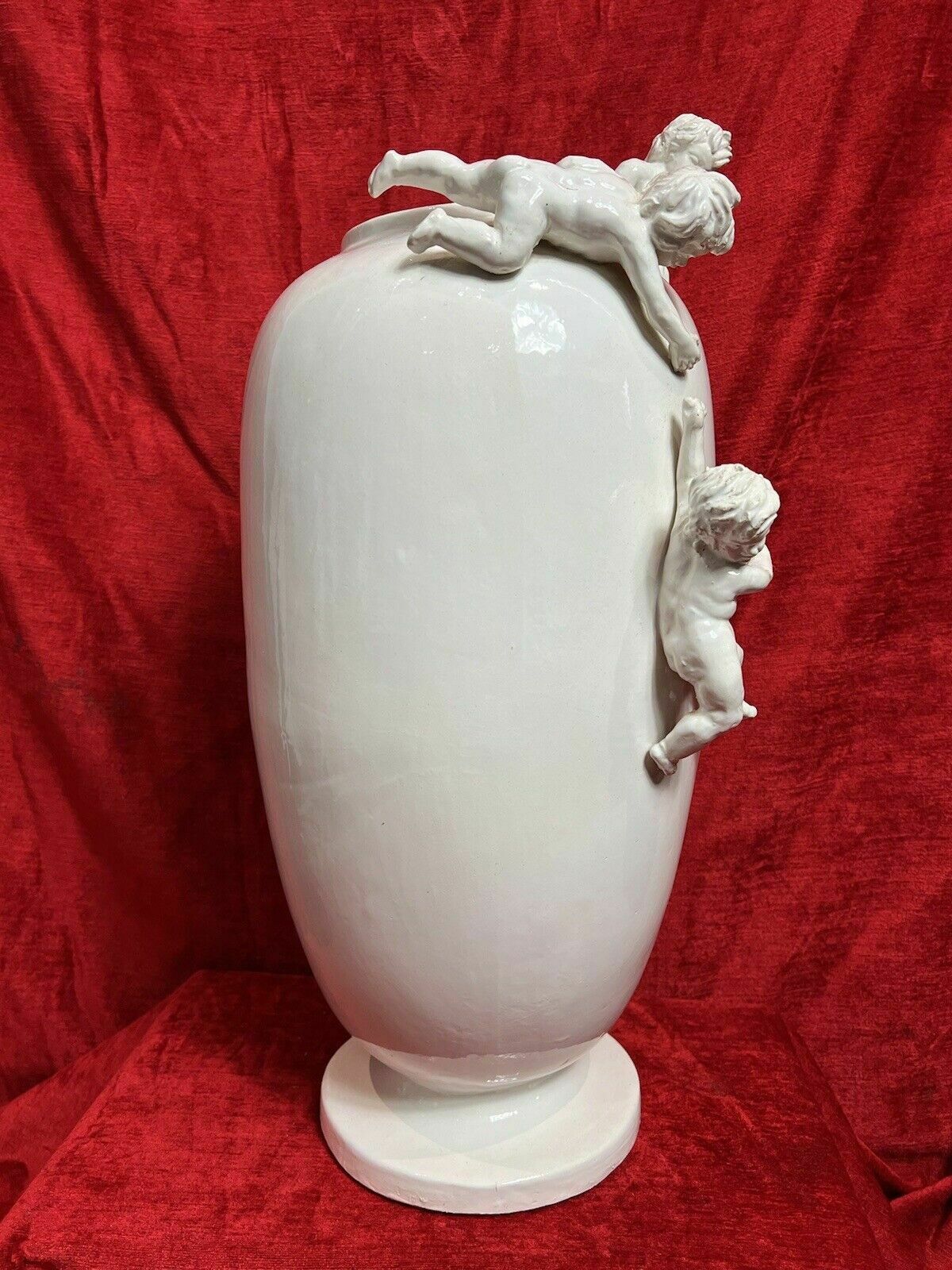 photo for sale Wonderful Large French Porcelain Vase With Trio Of Putti