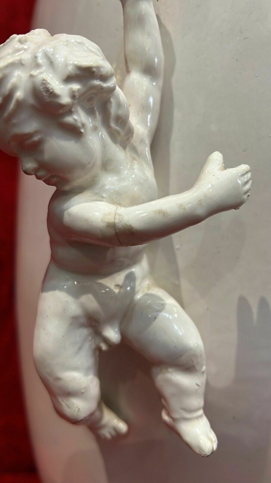 photo vinterior Wonderful Large French Porcelain Vase With Trio Of Putti