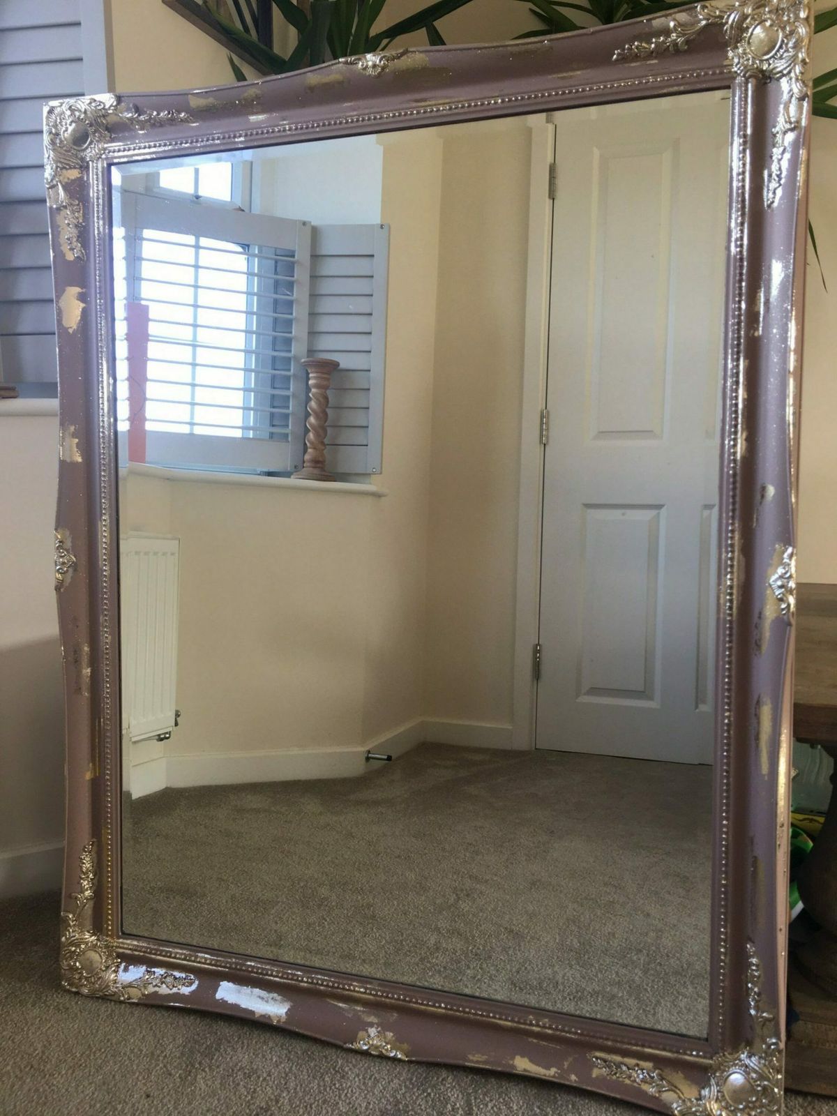 Large Mirror French Baroque Antique Ornate Painted Gold Leaf Stencilled photo Home Decor