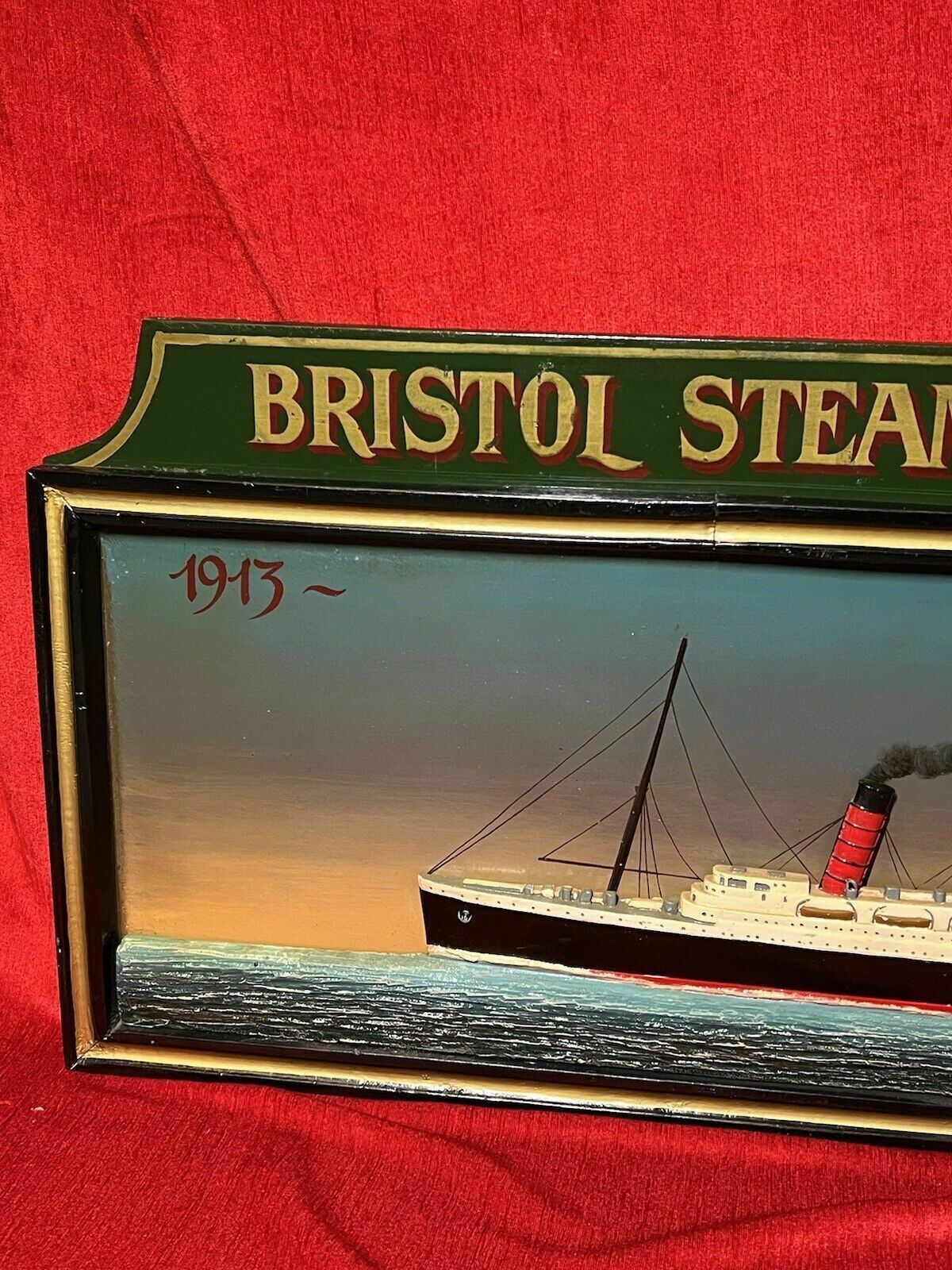 Historic Maritime Memorabilia 'Hms Aquatania' Diorama Wooden Ship Signage photo Art