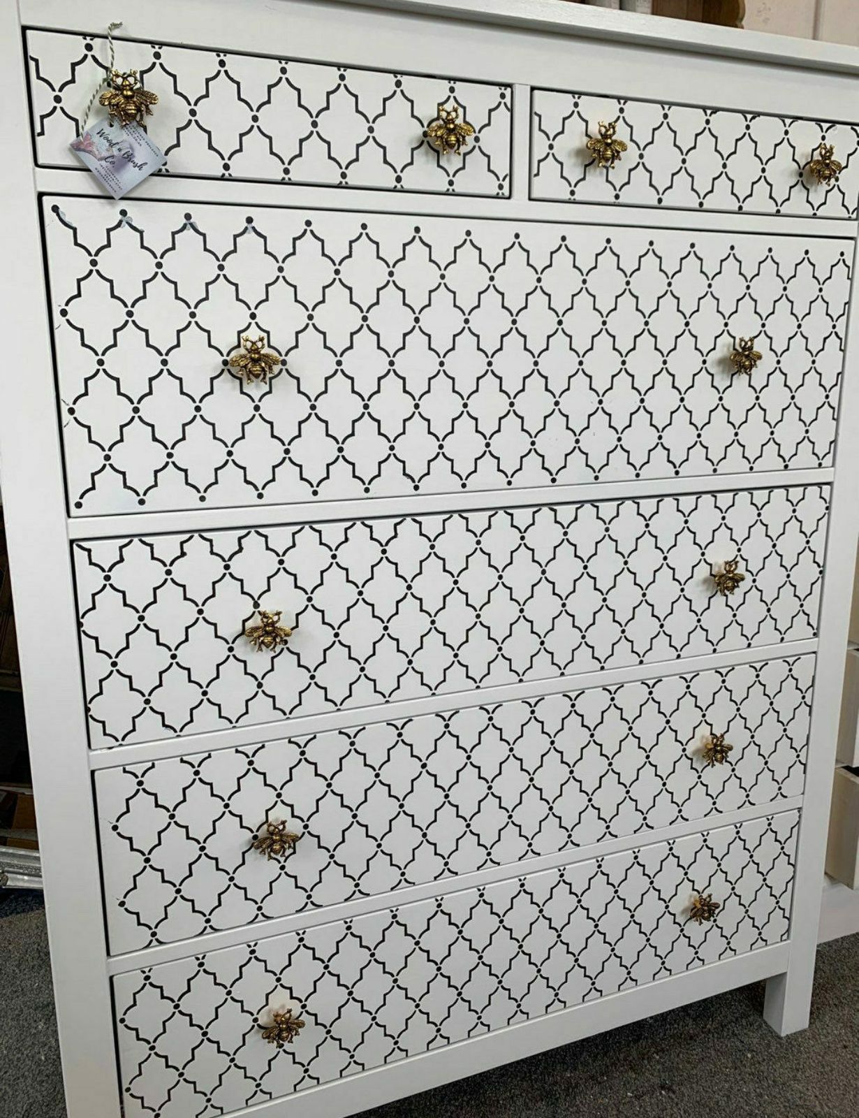 Large Chest Of Drawers Painted Bespoke Stencilled photo furniture