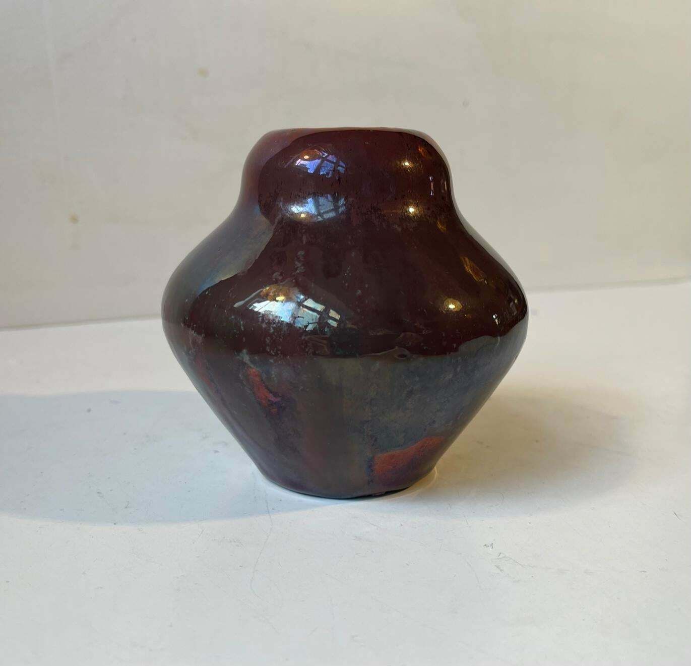 Art Deco Ceramic Vase In Copper Glaze By Soren Kongstrand 1930s photo furniture