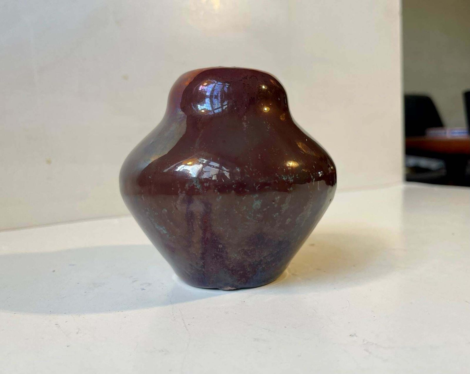 Art Deco Ceramic Vase In Copper Glaze By Soren Kongstrand 1930s photo buy
