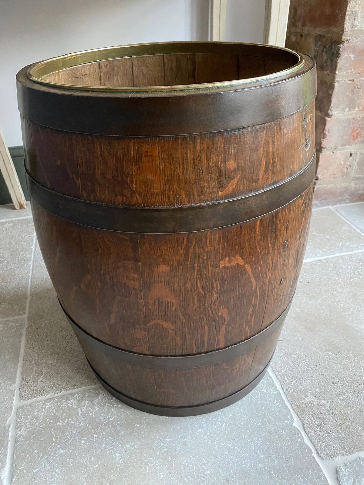 Oak Barrel Stick Stand Log Bin photo vinterior
