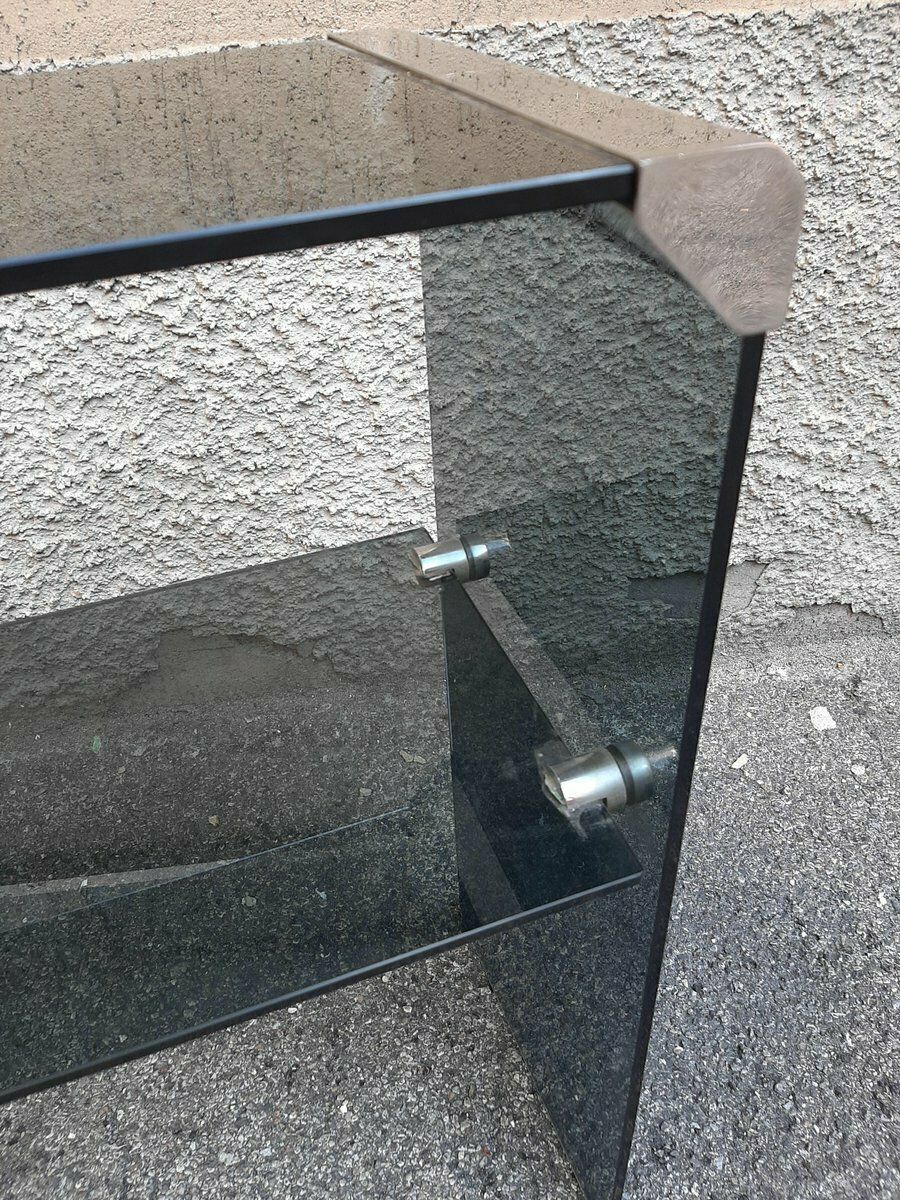 Double Top Console In Glass And Chrome By Gallotti And Radice 1970s photo Furniture