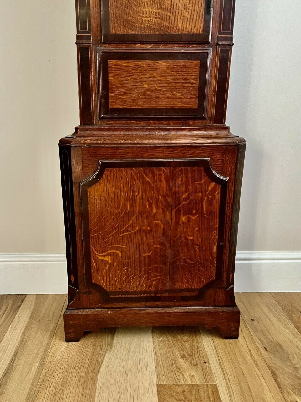 Antique George III Quality Oak And Mahogany Brass Face Long Case Clock photo vinterior