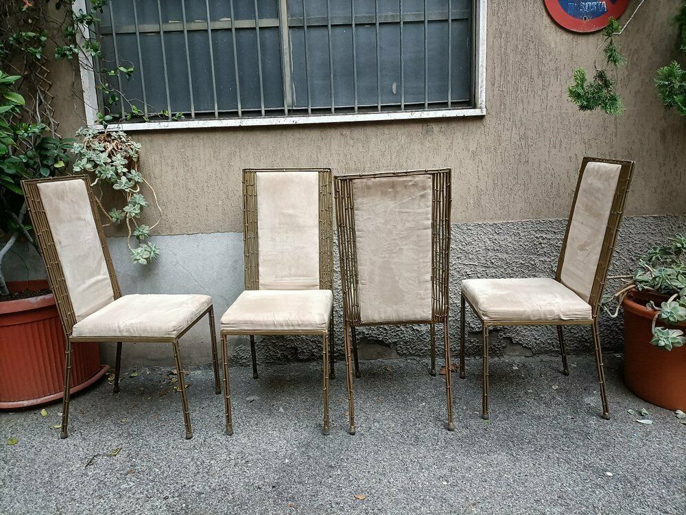 Iron And Bamboo Dining Chairs, 1980s, Set Of 4 photo furniture