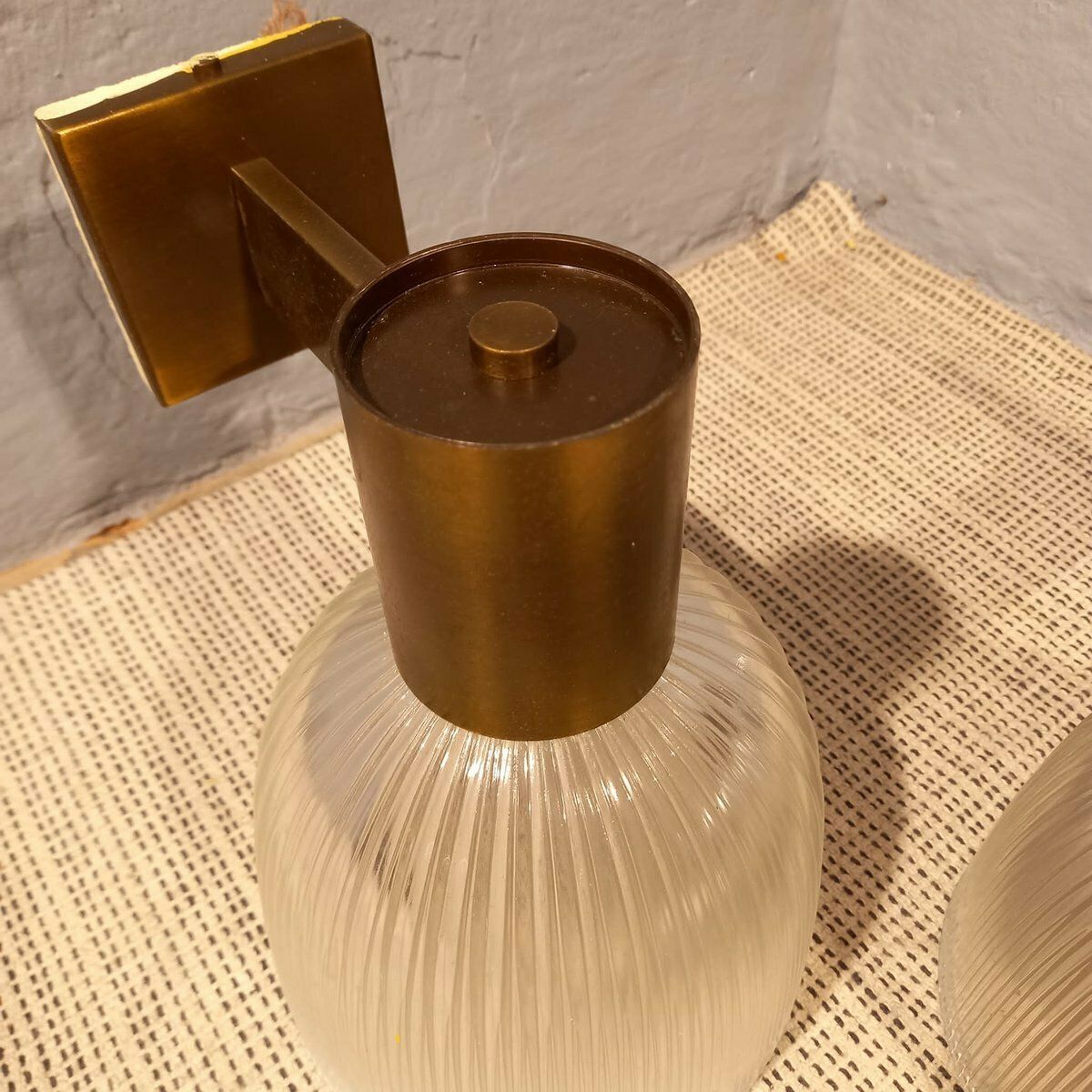 Brass And Glass Wall Lamp By Fidenza Vetraria In The Style Of Azucena 1950s photo 526.0