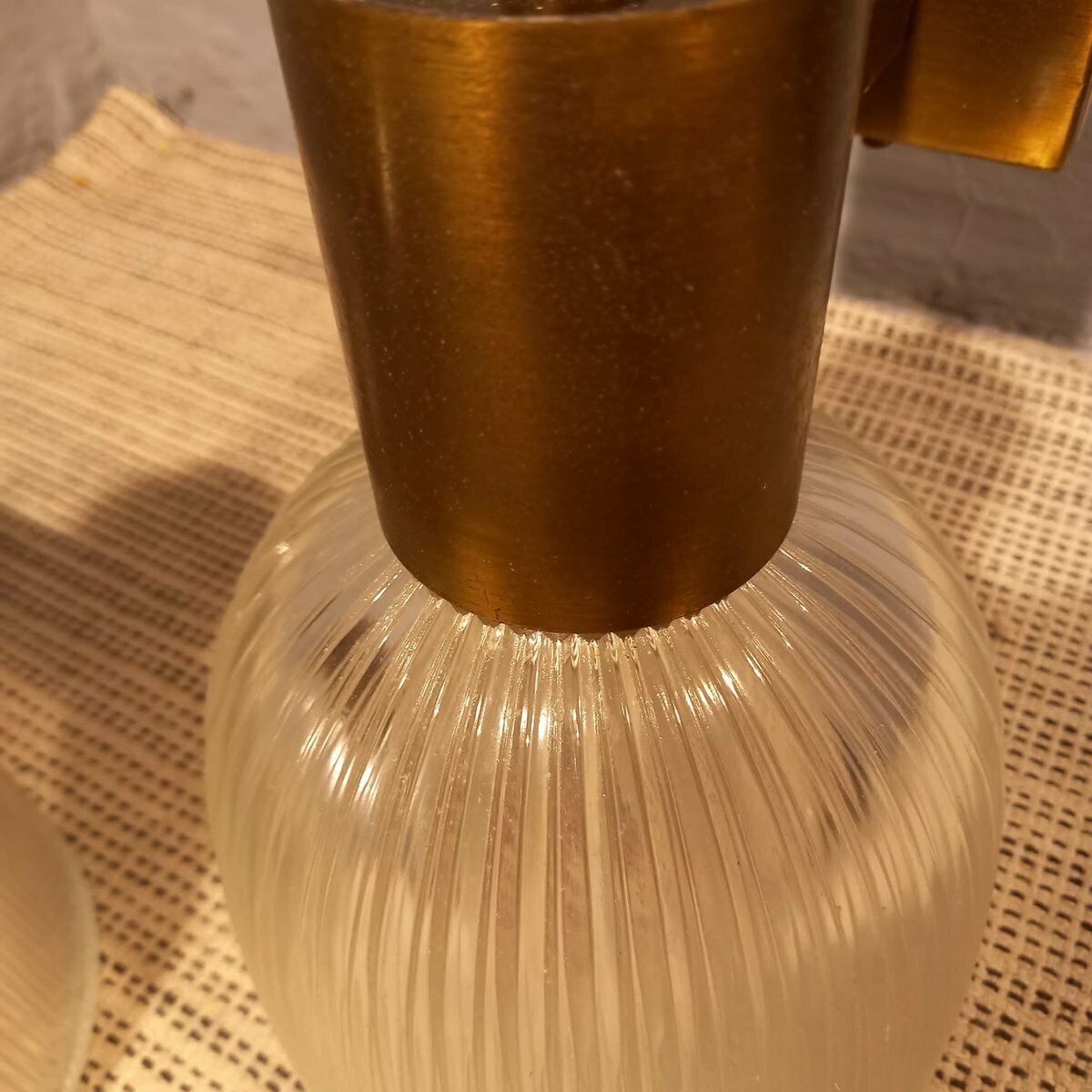 Brass And Glass Wall Lamp By Fidenza Vetraria In The Style Of Azucena 1950s photo buy