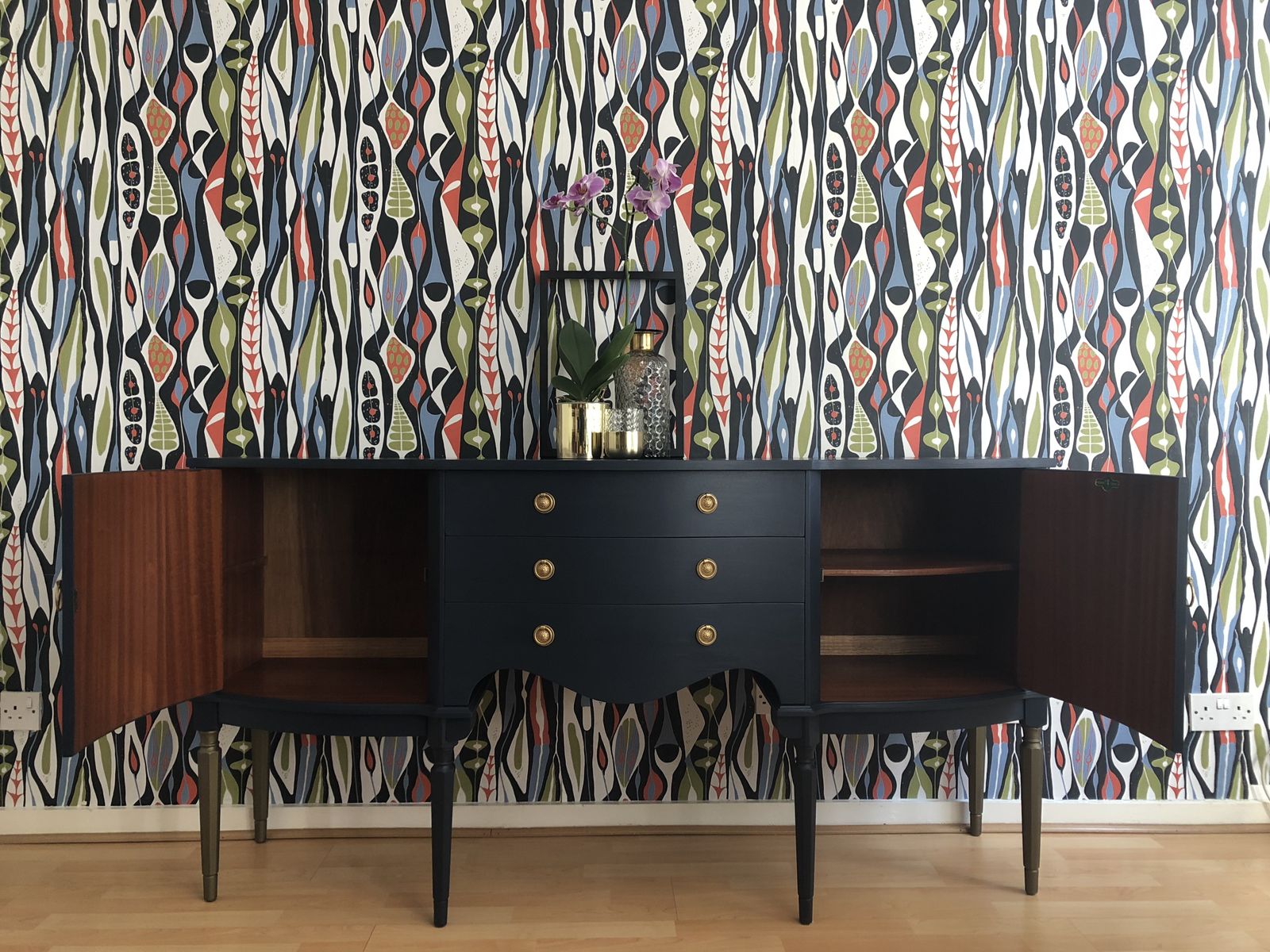 Painted Dark /Navy Blue Vintage Wooden Sideboard By Strongbow photo furniture