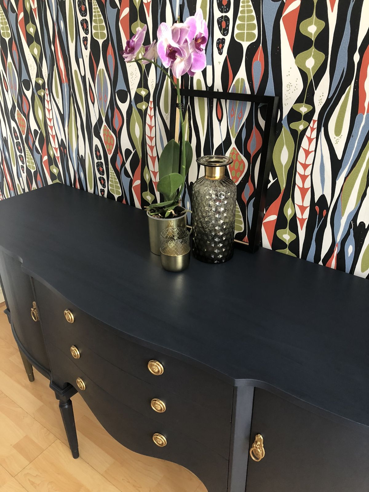 Painted Dark /Navy Blue Vintage Wooden Sideboard By Strongbow photo Furniture