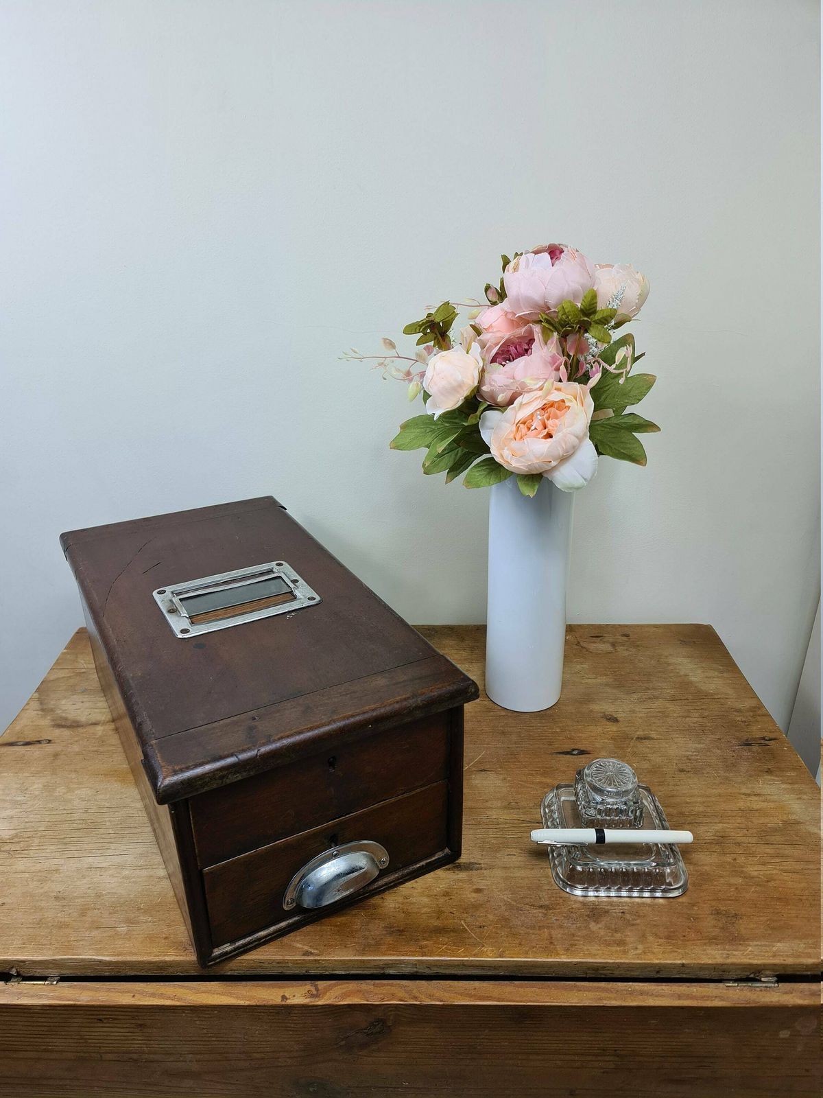 Large Vintage Wooden Cash Till With Working Bell From The 1920s photo furniture