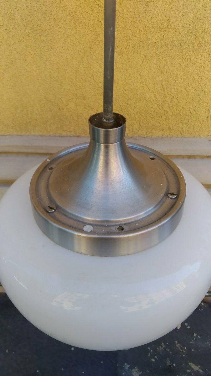 Aluminum And Glass Ceiling Lamp By Oscar Torlasco For Lumi 1960s photo Lighting