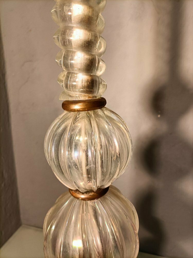 Iridescent Glass Floor Lamp With Fabric Shade By Barovier And Toso, 1940s photo buy
