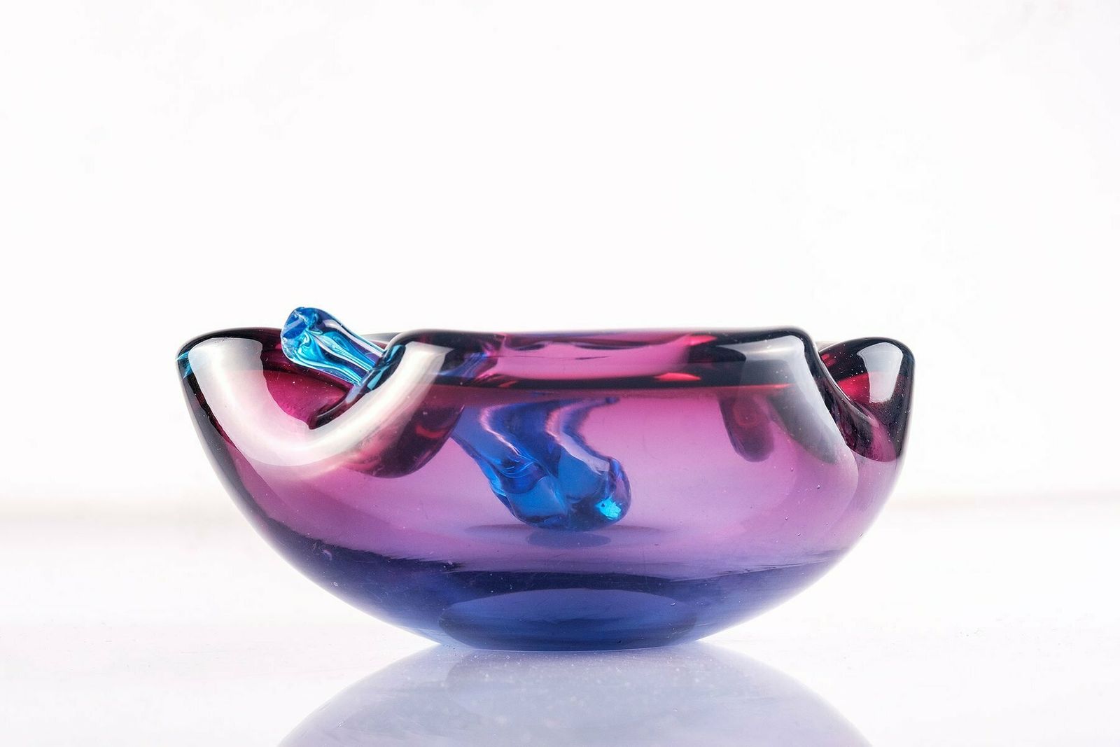 Sommerso Murano Glass Ashtray With Temper By Flavio Poli For Seguso Italy photo Home Decor
