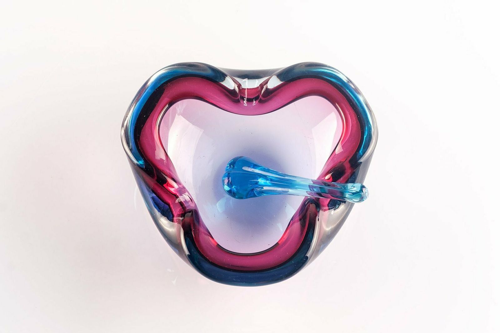 Sommerso Murano Glass Ashtray With Temper By Flavio Poli For Seguso Italy photo 350.0