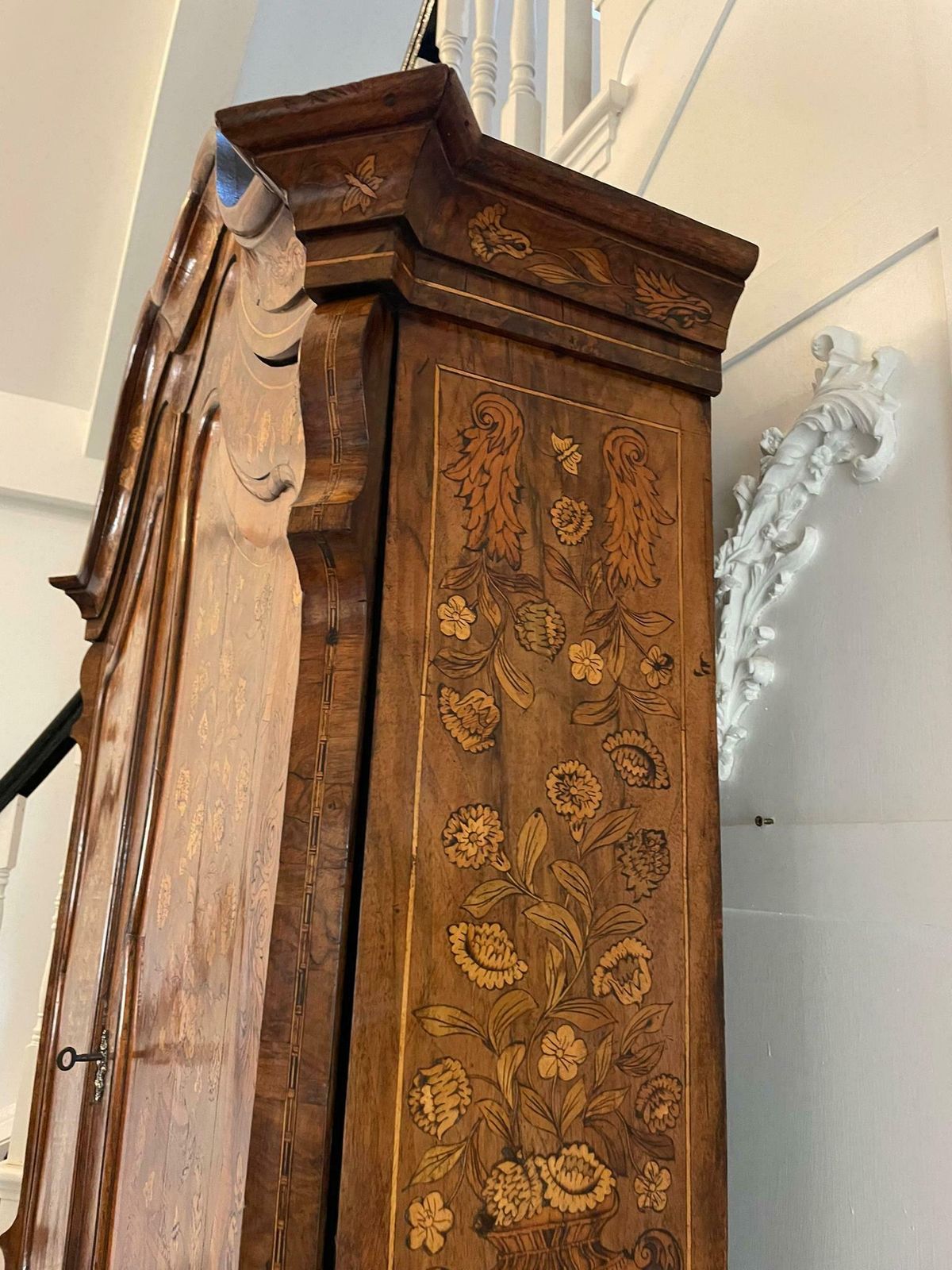 Outstanding Quality 18th Century Antique Dutch Marquetry Inlaid Burr Walnut Bookcase photo Furniture