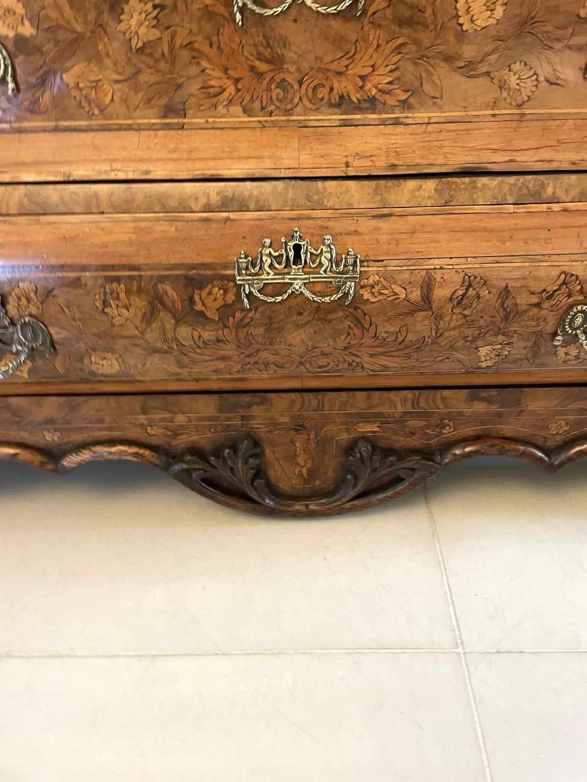 Outstanding Quality 18th Century Antique Dutch Marquetry Inlaid Burr Walnut Bookcase photo vinterior