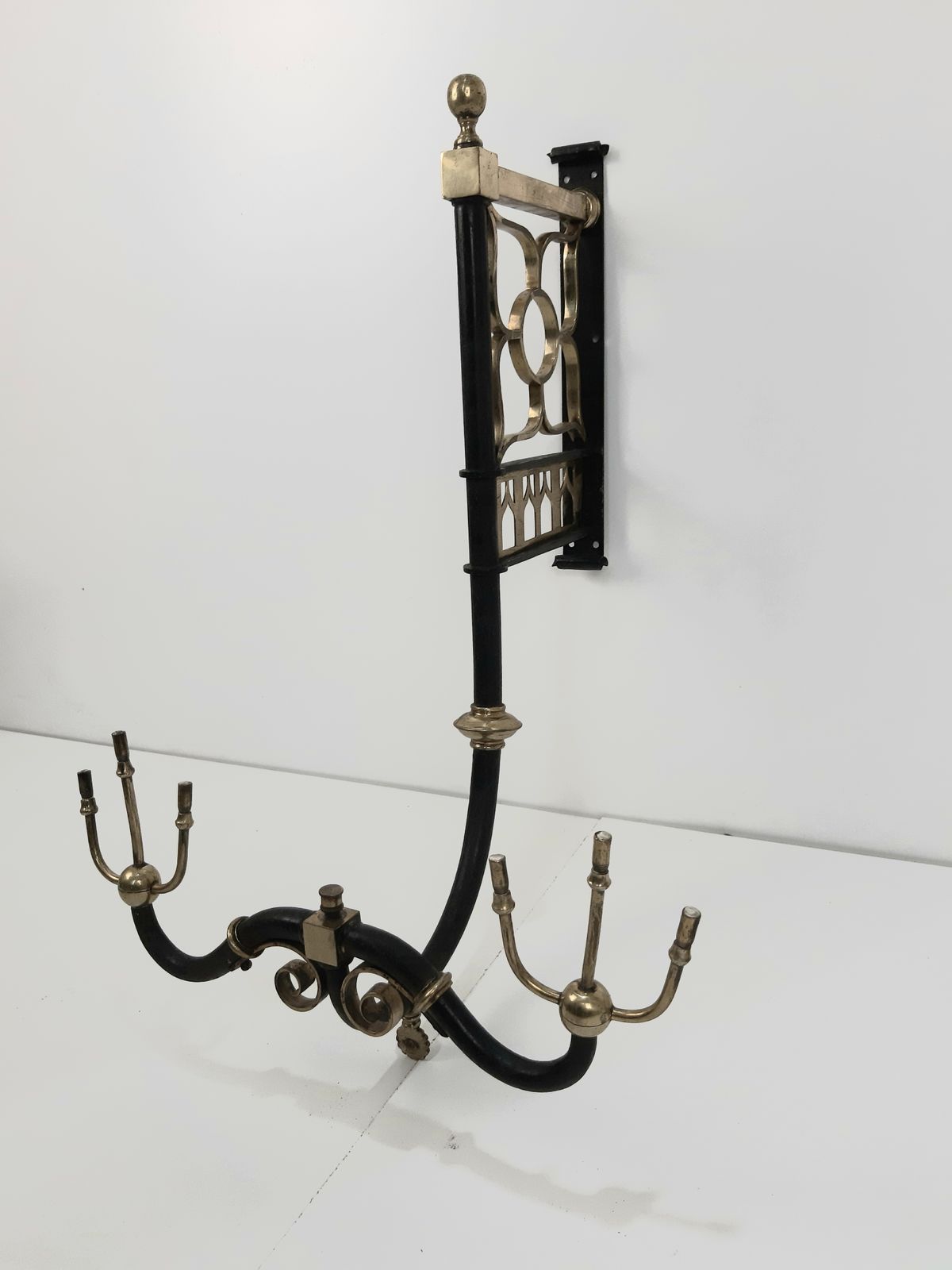 Rare And Unusual  Antique Pair Of Cast Iron And Brass Wall Mounted Gasoliers (Not Wired) photo 3950.0