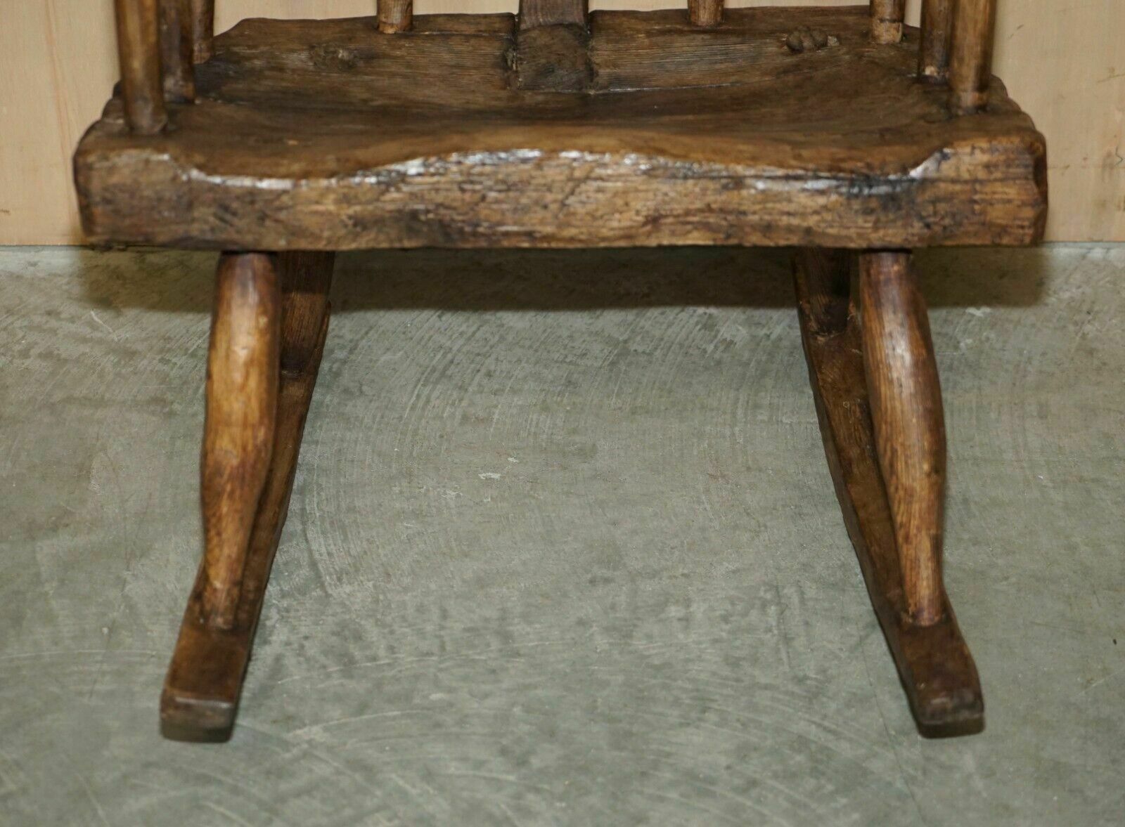 Rare & Primitive Circa 1820 Irish Famine Rocking Armchair Original Timber photo Furniture