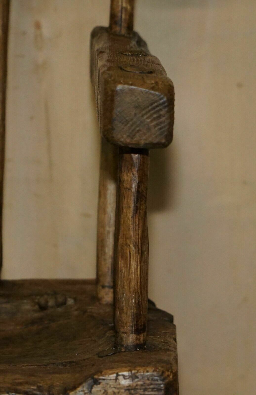photo furniture Rare & Primitive Circa 1820 Irish Famine Rocking Armchair Original Timber