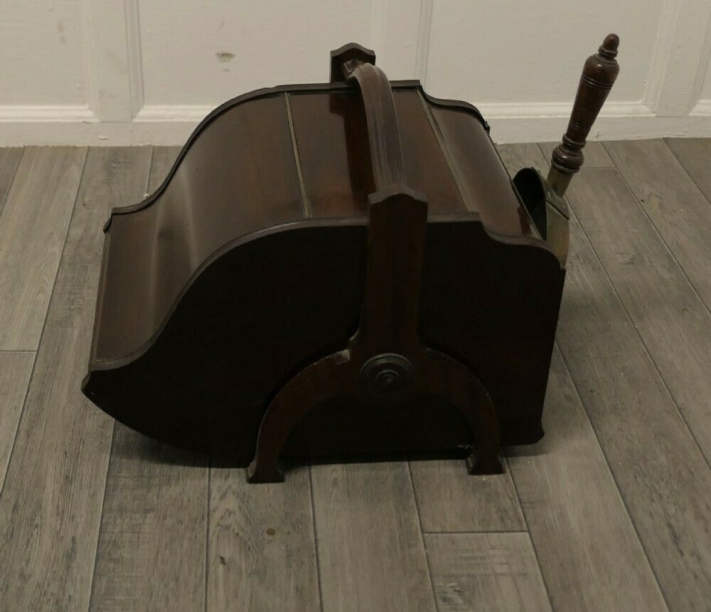 A Victorian Double Ended Coal Box With Liner And Shovel photo for sale